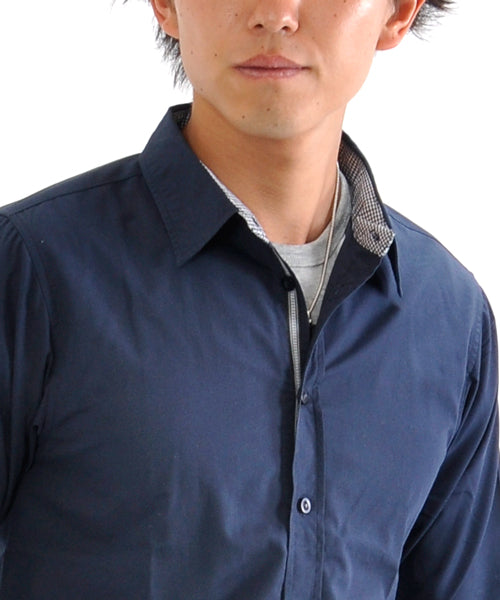 スペイド SPADE シャツ メンズ Men's 長袖 ブロード テープ チェック 無地  白シャツ ネイビー 黒 shirt シャツ シンプル プレーン きれいめ 秋 秋服 新作ト