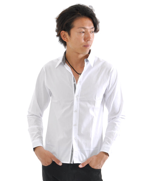 スペイド SPADE シャツ メンズ Men's 長袖 ブロード テープ チェック 無地  白シャツ ネイビー 黒 shirt シャツ シンプル プレーン きれいめ 秋 秋服 新作ト