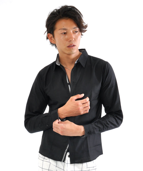スペイド SPADE シャツ メンズ Men's 長袖 ブロード テープ チェック 無地  白シャツ ネイビー 黒 shirt シャツ シンプル プレーン きれいめ 秋 秋服 新作ト
