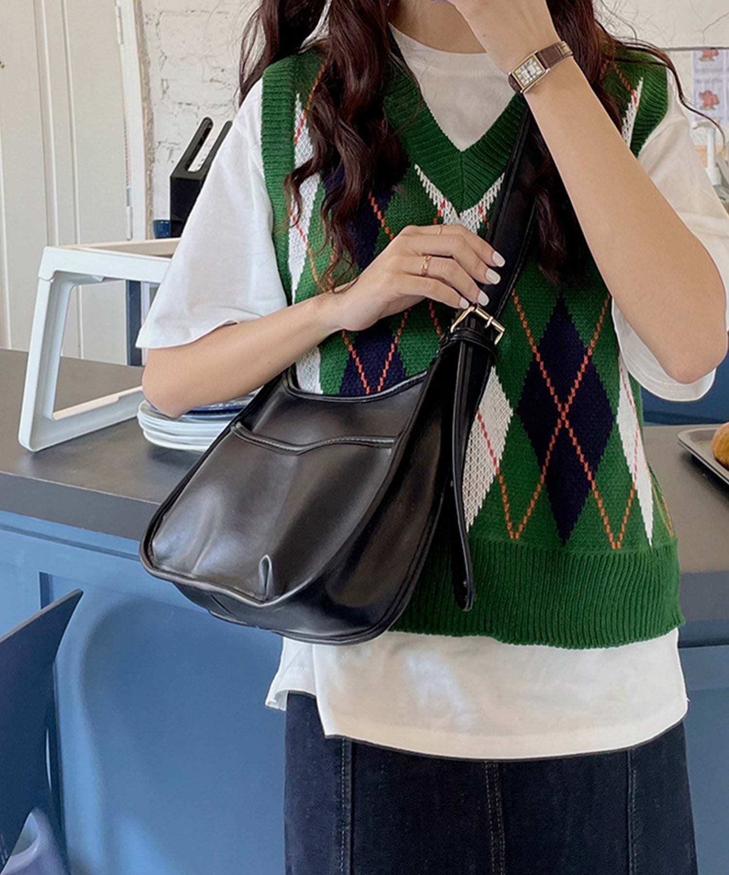 アイモハ aimoha 韓国風シンプルショルダーバッグ