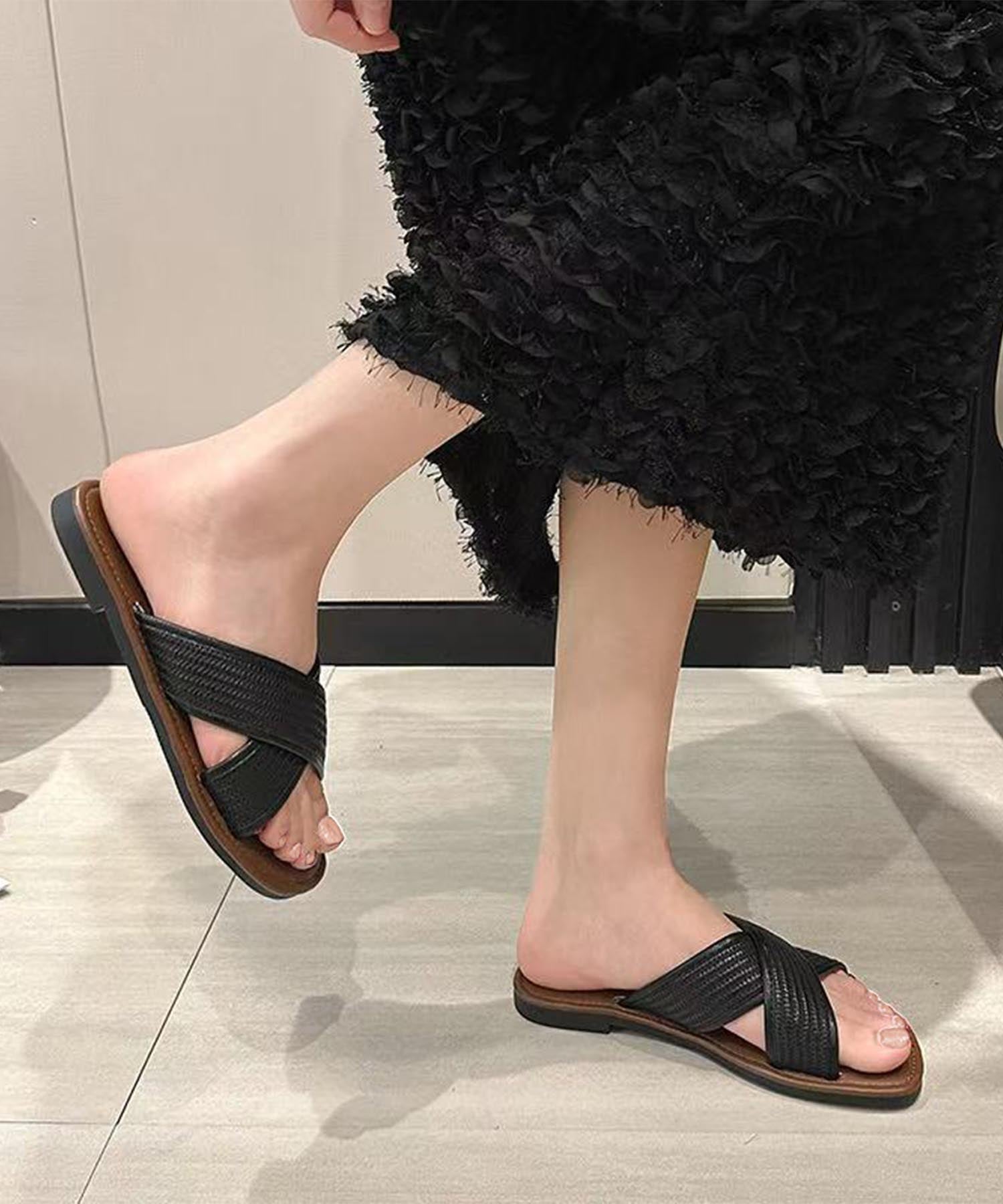 アイモハ aimoha 【shoes 365】編み込みクロスサンダル （ブラック） ブラック