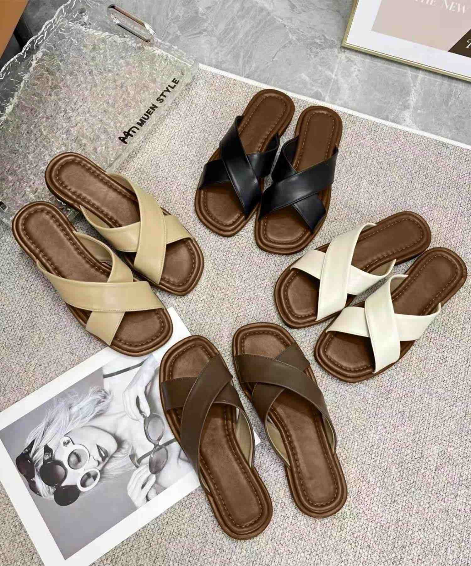 アイモハ aimoha 【shoes 365】クロスストラップサンダル （チョコ） チョコ