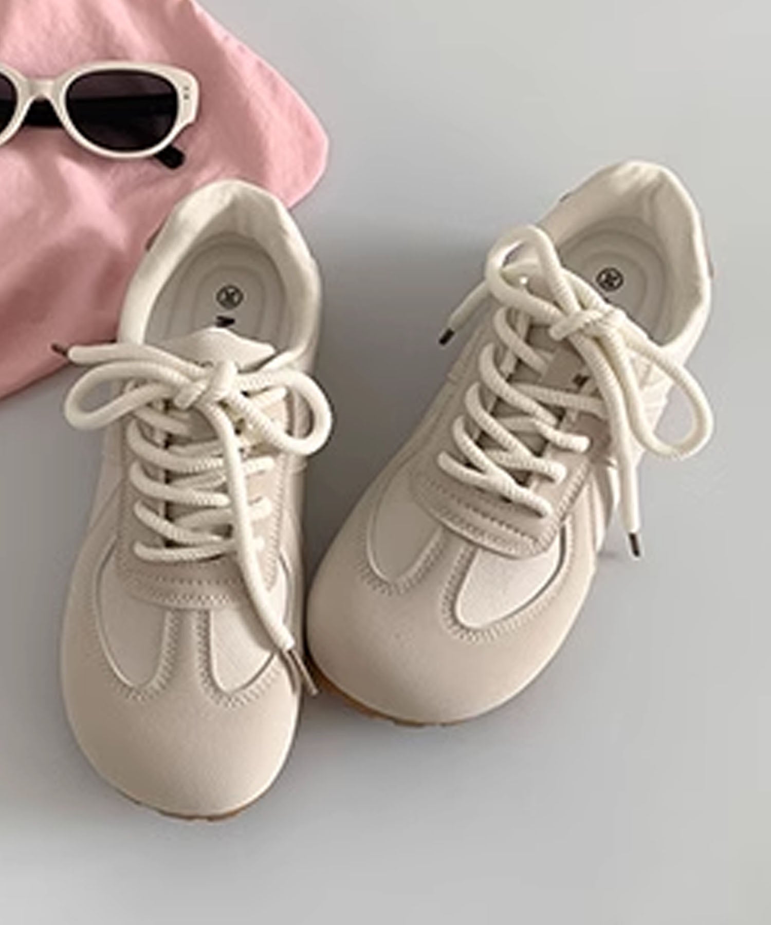 アイモハ aimoha 【SHOES 365】薄底スニーカー フラットシューズ （ベージュ） ベージュ