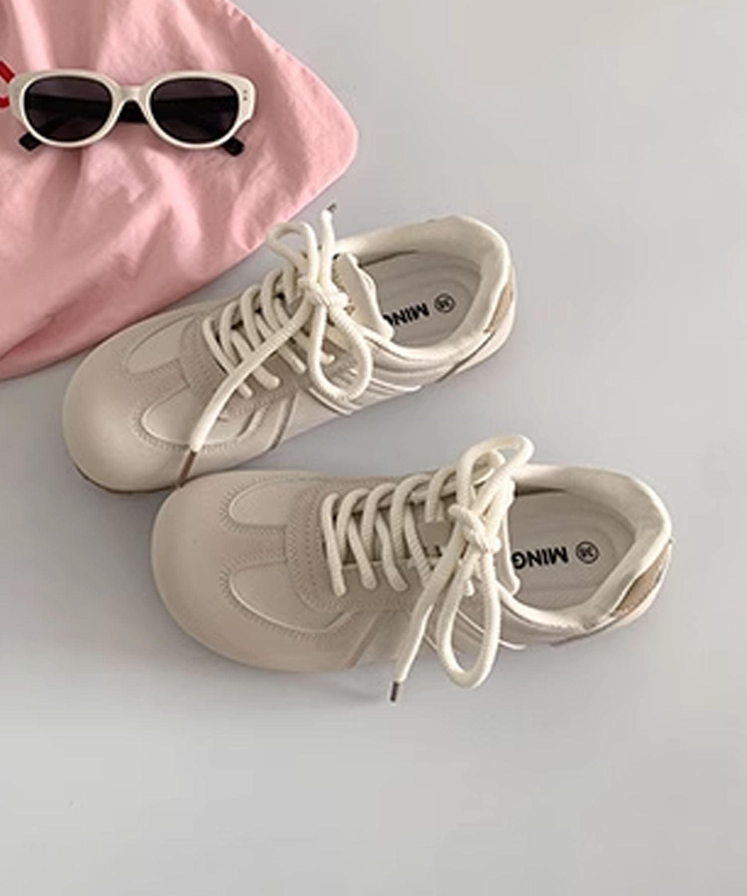 アイモハ aimoha 【SHOES 365】薄底スニーカー フラットシューズ （ベージュ） ベージュ
