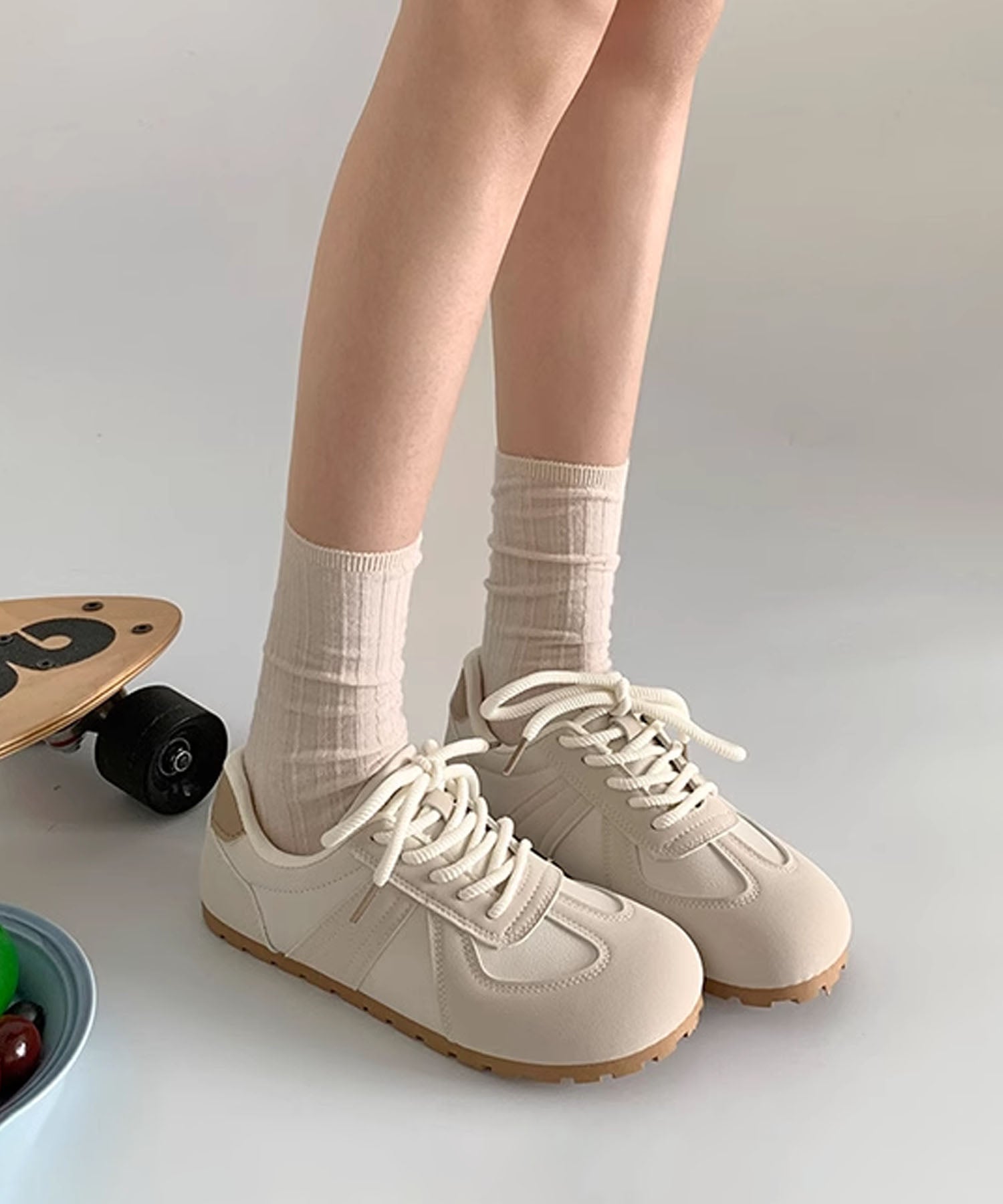 アイモハ aimoha 【SHOES 365】薄底スニーカー フラットシューズ （ベージュ） ベージュ