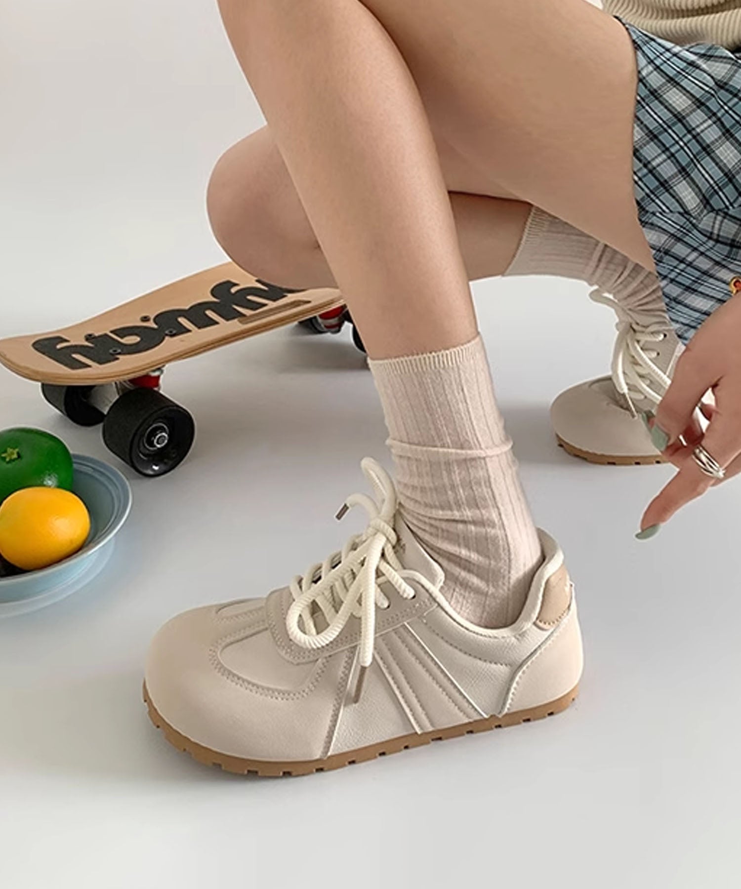 アイモハ aimoha 【SHOES 365】薄底スニーカー フラットシューズ （ベージュ） ベージュ
