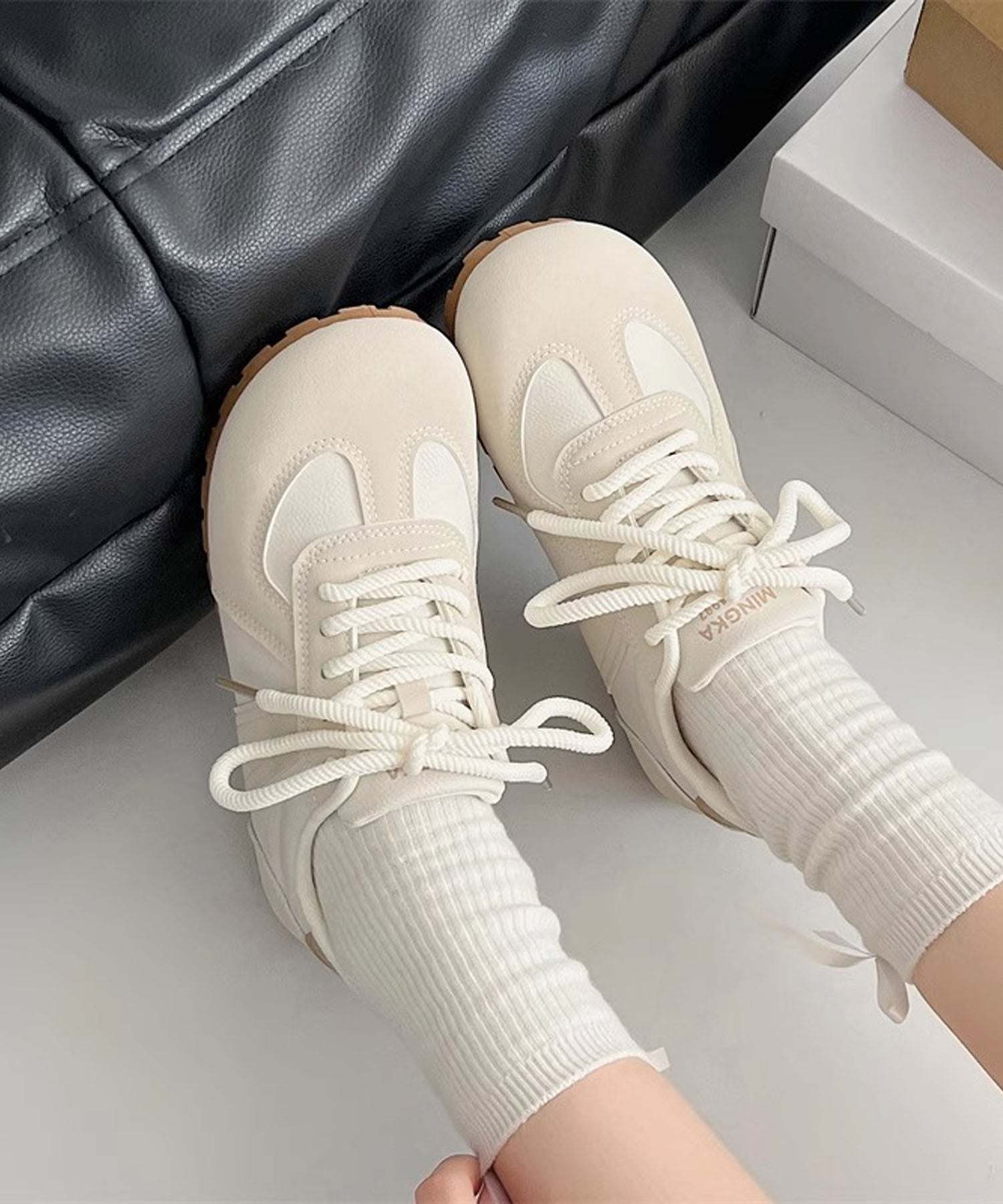 アイモハ aimoha 【SHOES 365】薄底スニーカー フラットシューズ （ベージュ） ベージュ