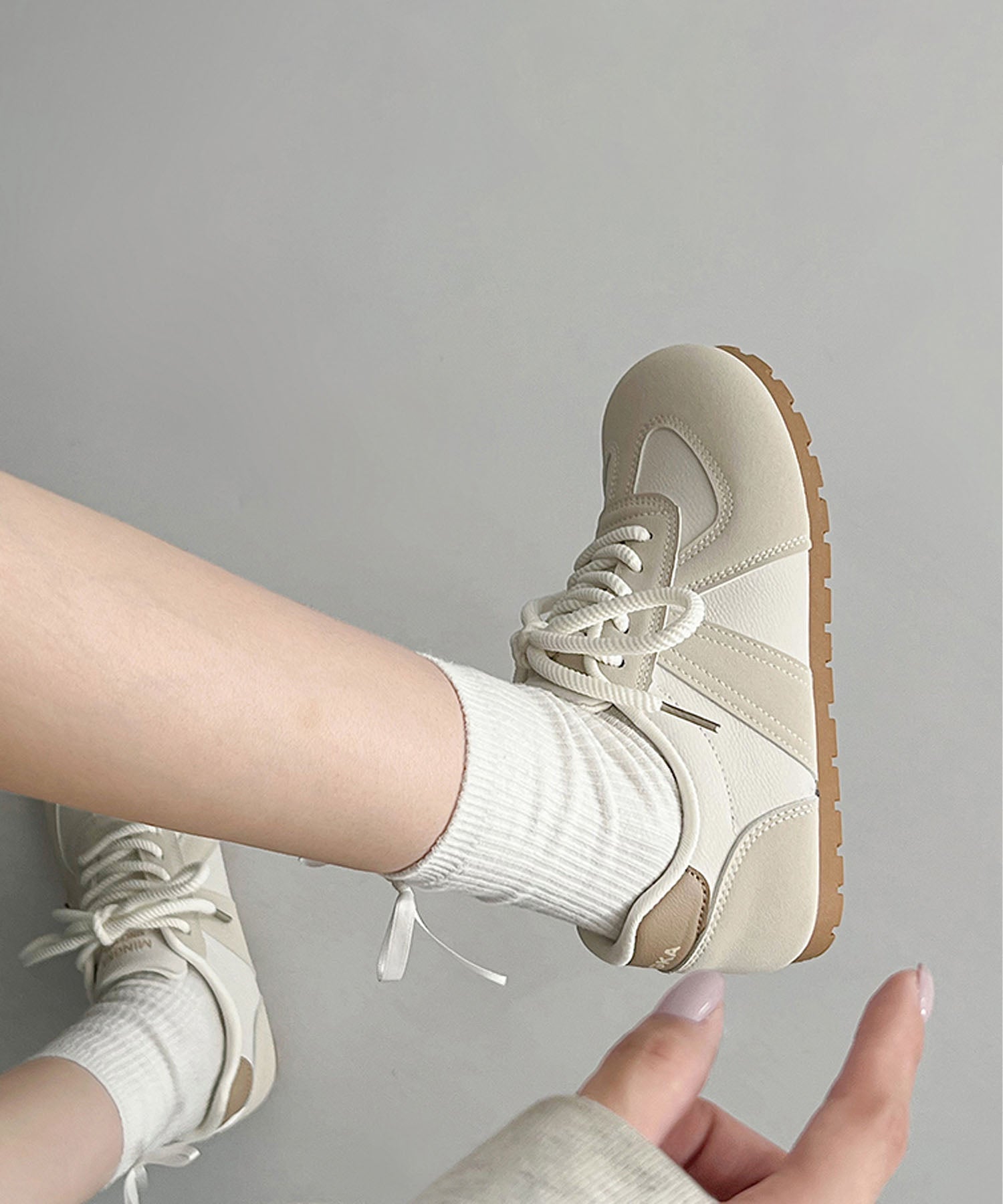 アイモハ aimoha 【SHOES 365】薄底スニーカー フラットシューズ （ベージュ） ベージュ