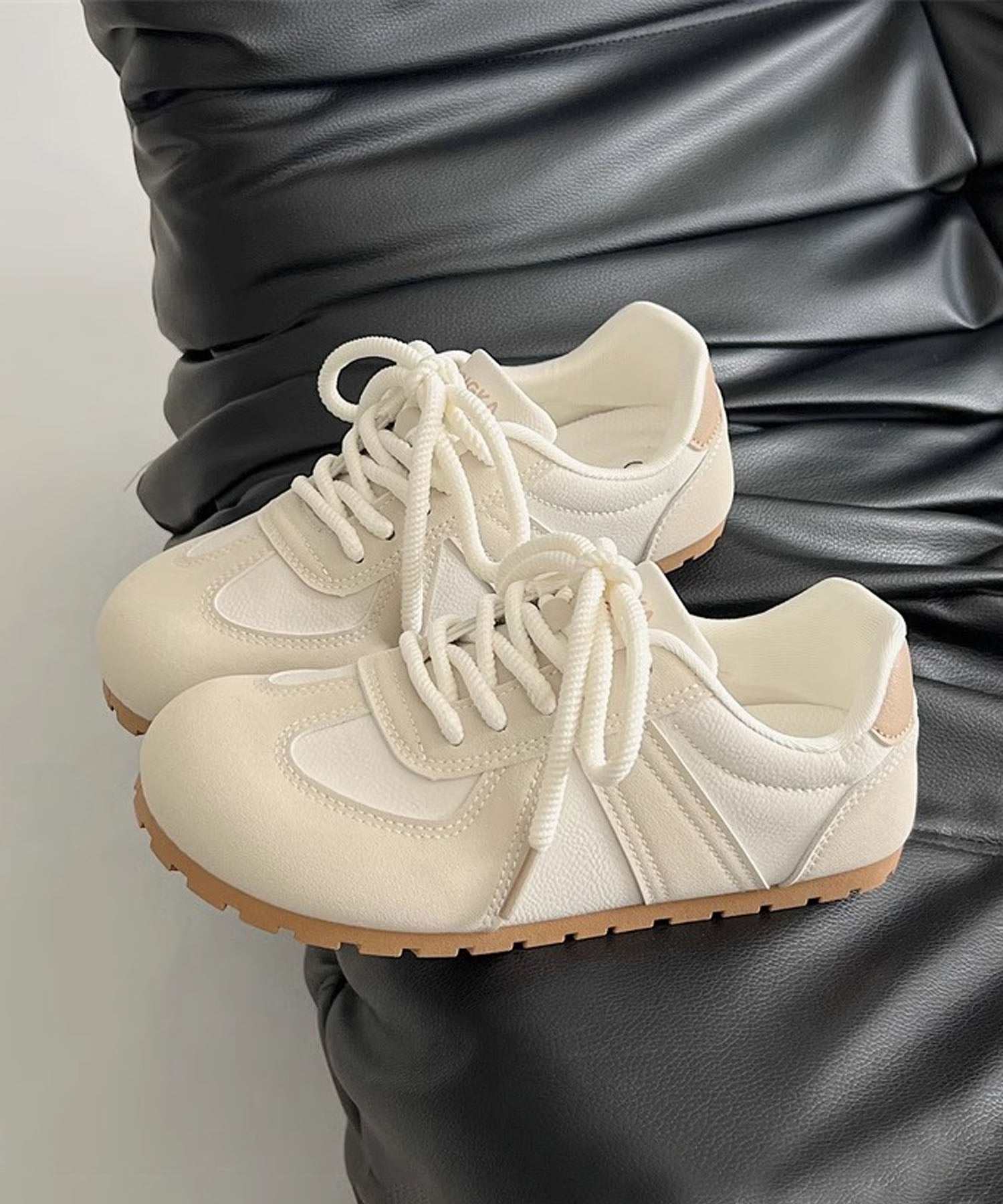 アイモハ aimoha 【SHOES 365】薄底スニーカー フラットシューズ （ベージュ） ベージュ