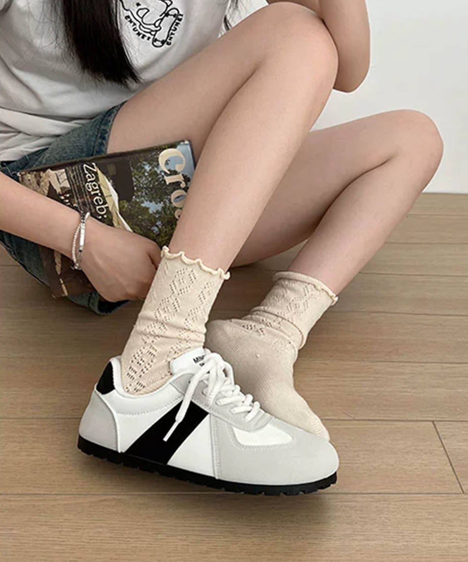 アイモハ aimoha 【SHOES 365】薄底スニーカー フラットシューズ （ブラック） ブラック