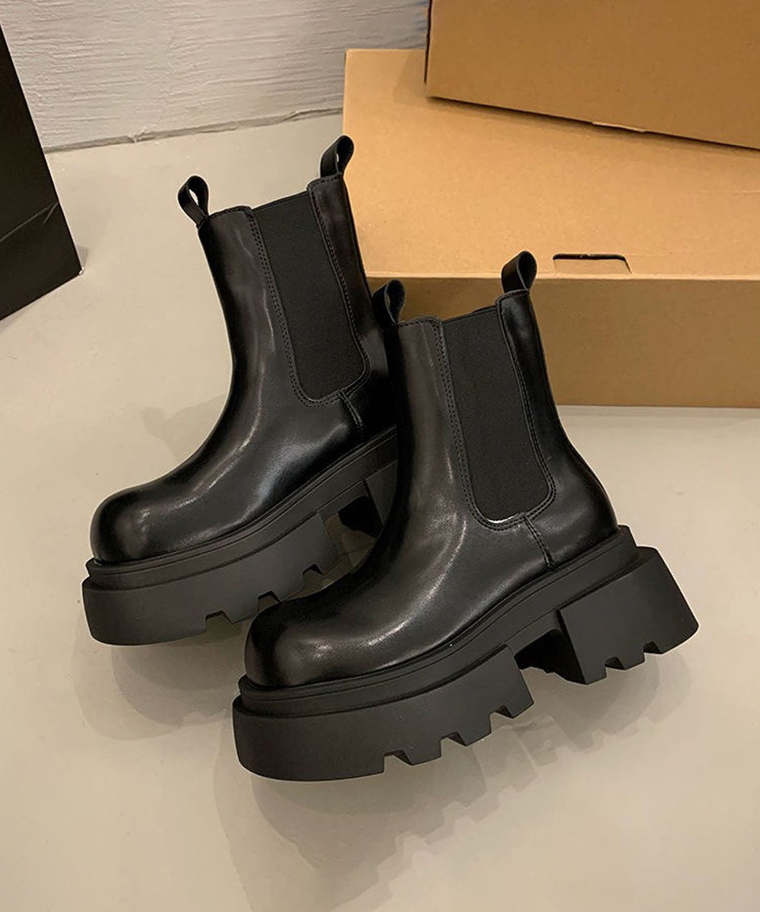 アイモハ aimoha Shoes365/厚底サイドゴアブーツ （ブラック） ブラック