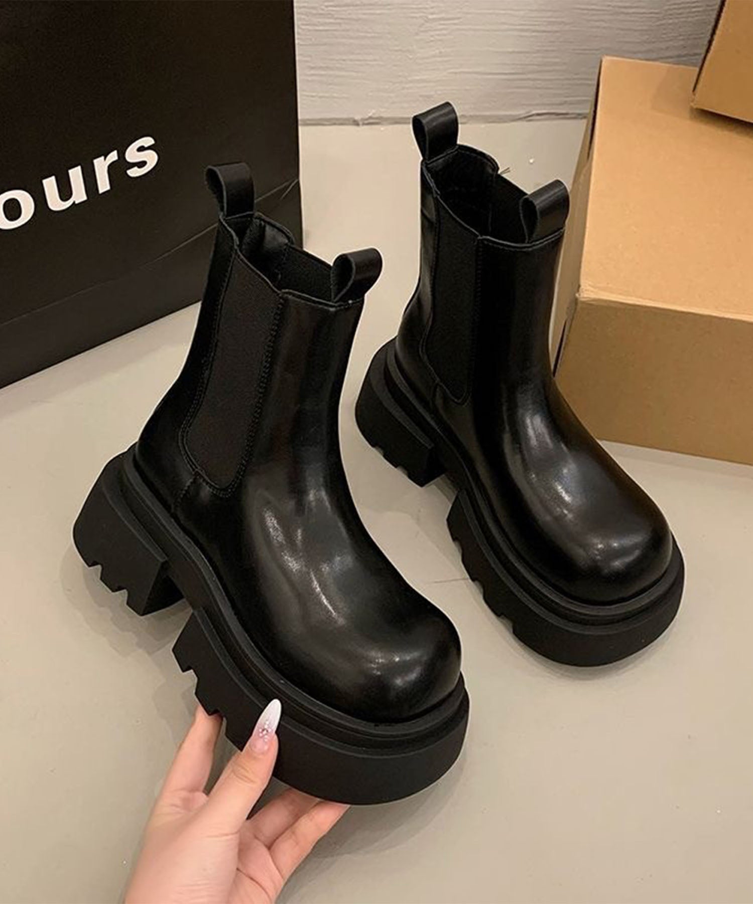 アイモハ aimoha Shoes365/厚底サイドゴアブーツ （ブラック） ブラック