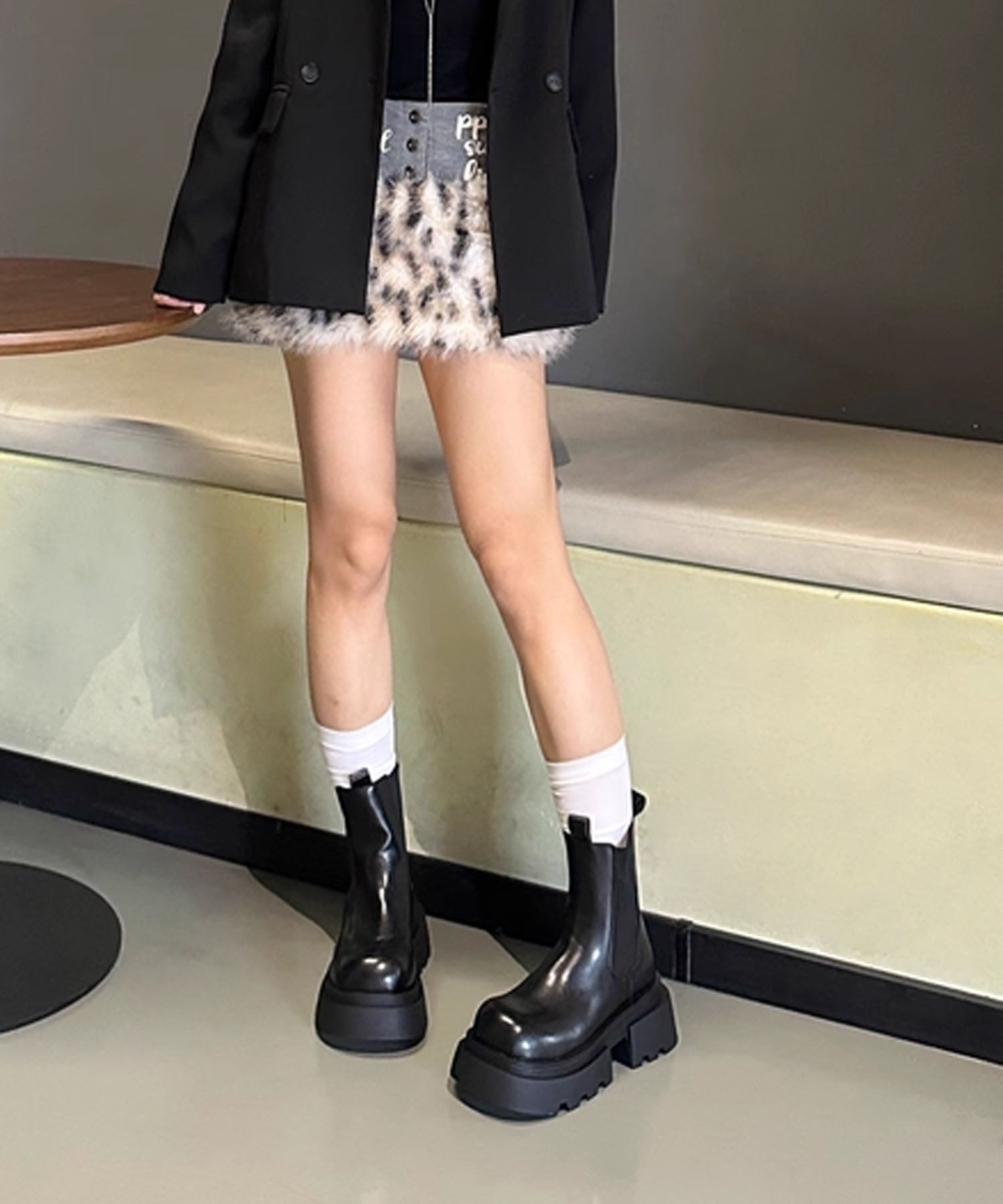 アイモハ aimoha Shoes365/厚底サイドゴアブーツ （ブラック） ブラック