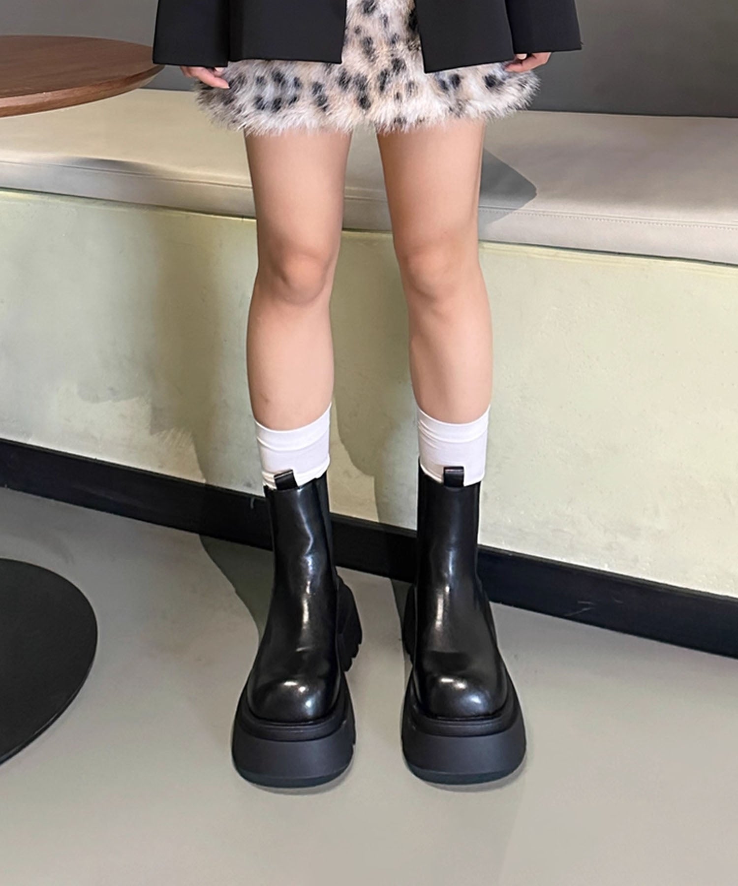 アイモハ aimoha Shoes365/厚底サイドゴアブーツ （ブラック） ブラック