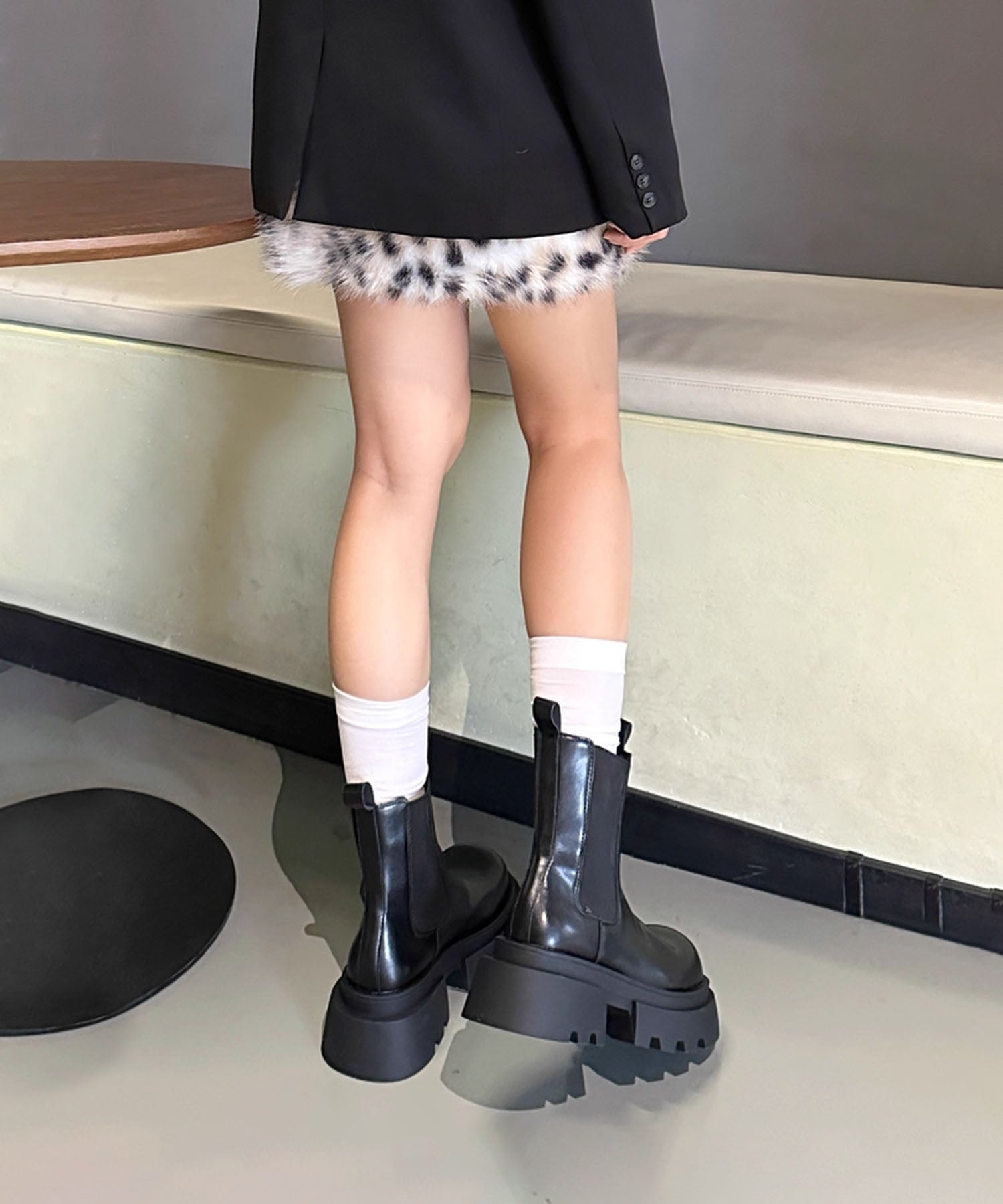アイモハ aimoha Shoes365/厚底サイドゴアブーツ （ブラック） ブラック
