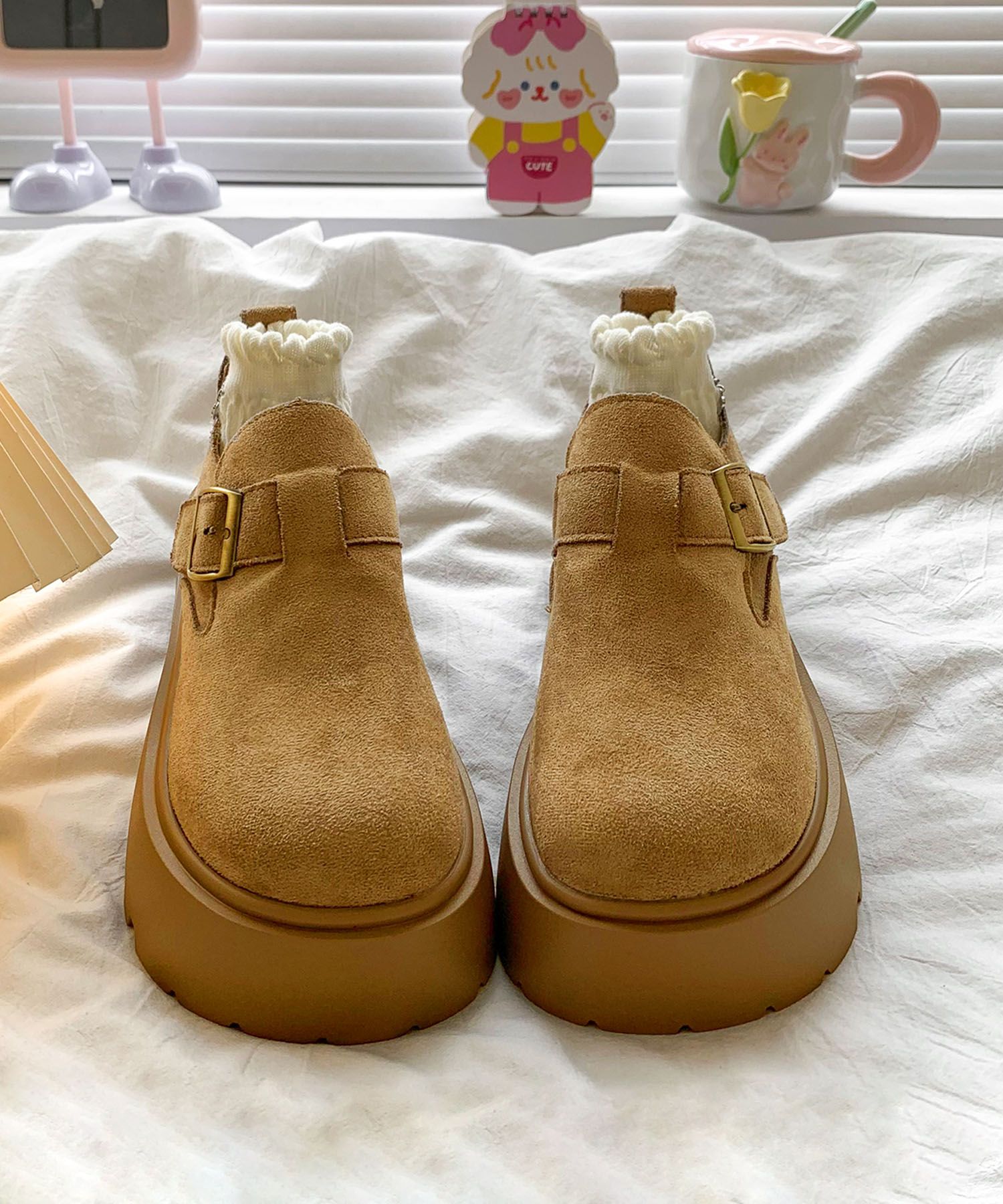 アイモハ aimoha 【shoes365】スエード調厚底シューズ （ベージュ） ベージュ