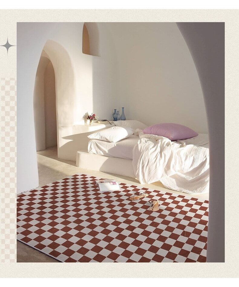 Aimoha Checkered Pattern Rug Carpet Living Room Bed Nordic Non-Slip Washable SNS Friendly 60*90cm