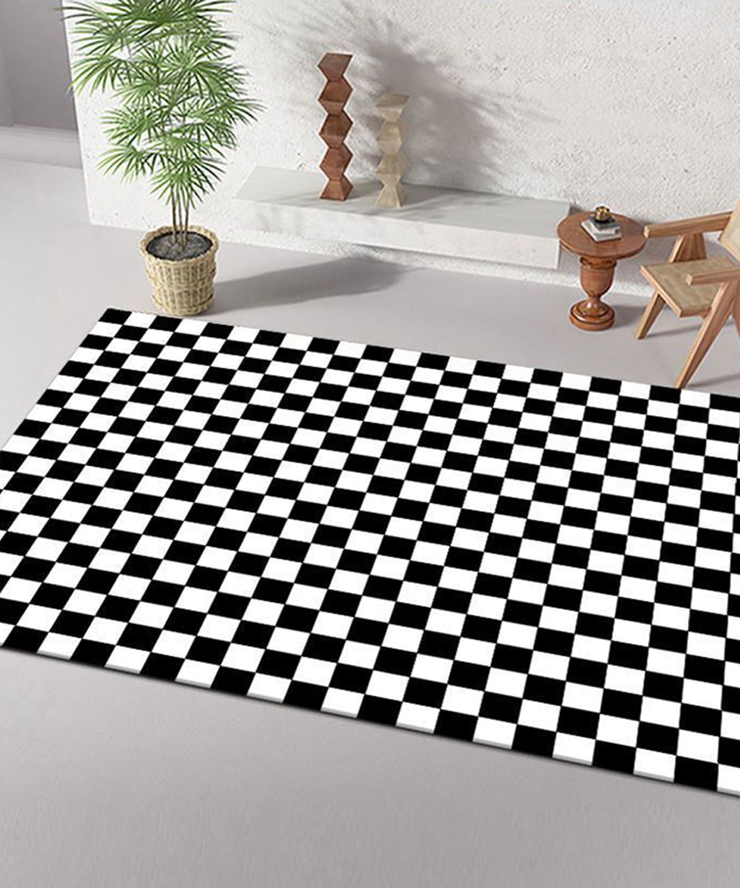 Aimoha Checkered Pattern Rug Carpet Living Room Bed Nordic Non-Slip Washable SNS Friendly 60*90cm