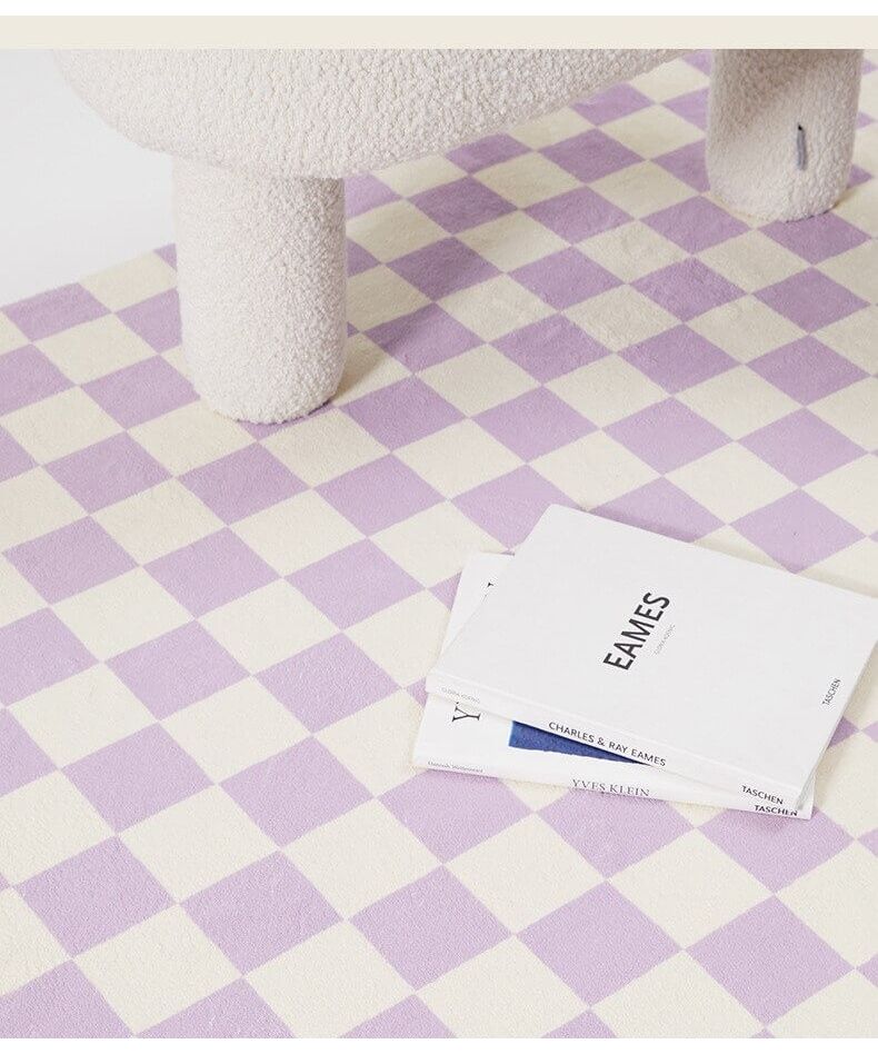 Aimoha Checkered Pattern Rug Carpet Living Room Bed Nordic Non-Slip Washable SNS Friendly 60*90cm