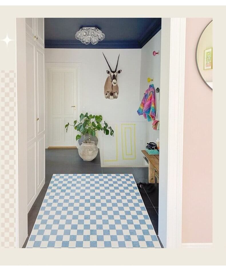 Aimoha Checkered Pattern Rug Carpet Living Room Bed Nordic Non-Slip Washable SNS Friendly 60*90cm