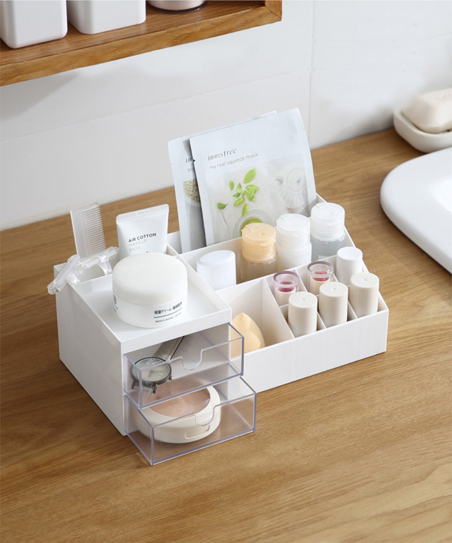 aimoha Makeup Box Cosmetics Storage Cosmetic Storage Box Cosmetic Storage Cosmetic Box white Storage Box Cosmetics Small Item Holder Makeup Storage Desktop Small Item Storage Cosmetic Case
