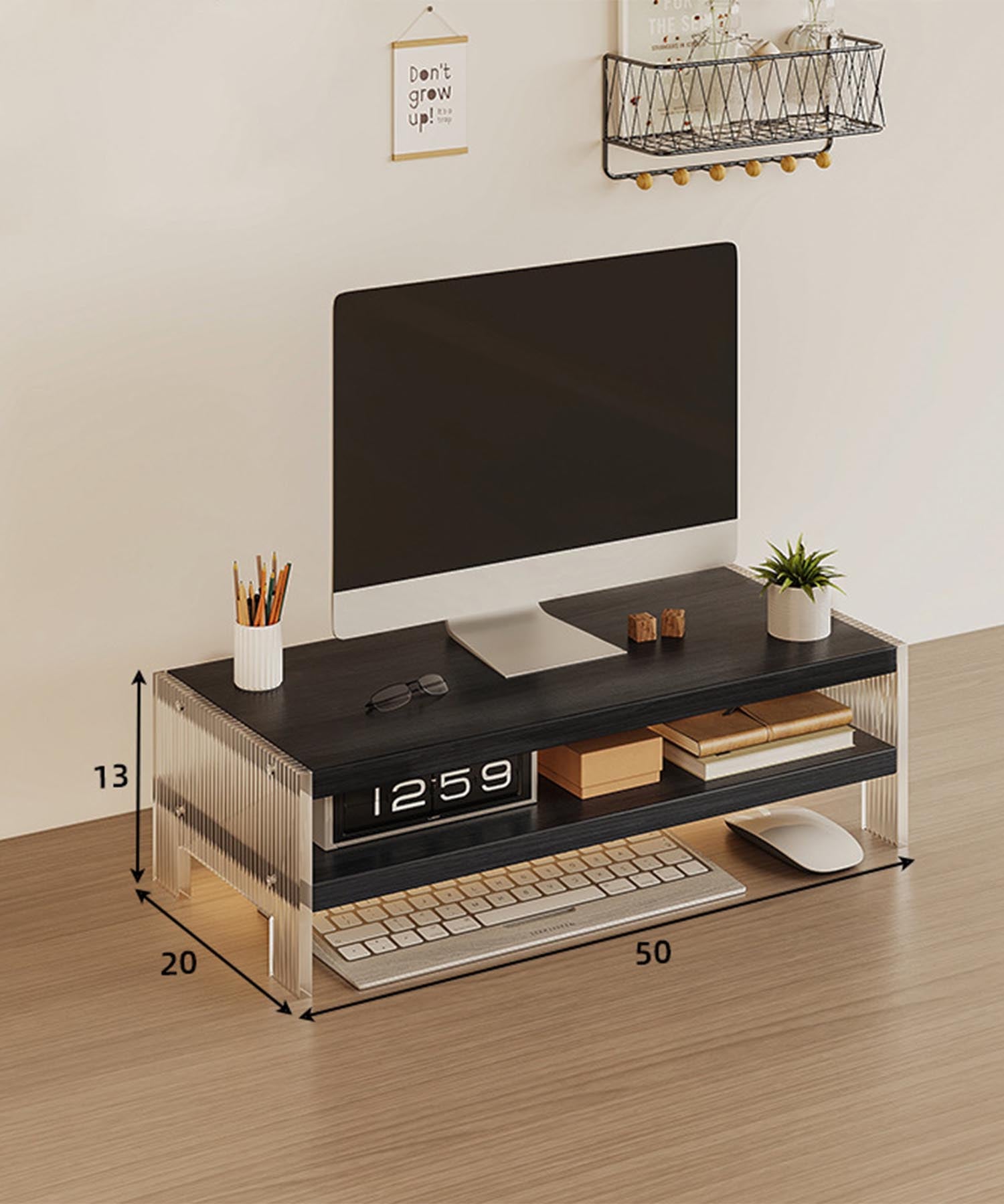 アイモハ aimoha aimoha home/アクリル脚 モニター台 2段 （ブラック） ブラック