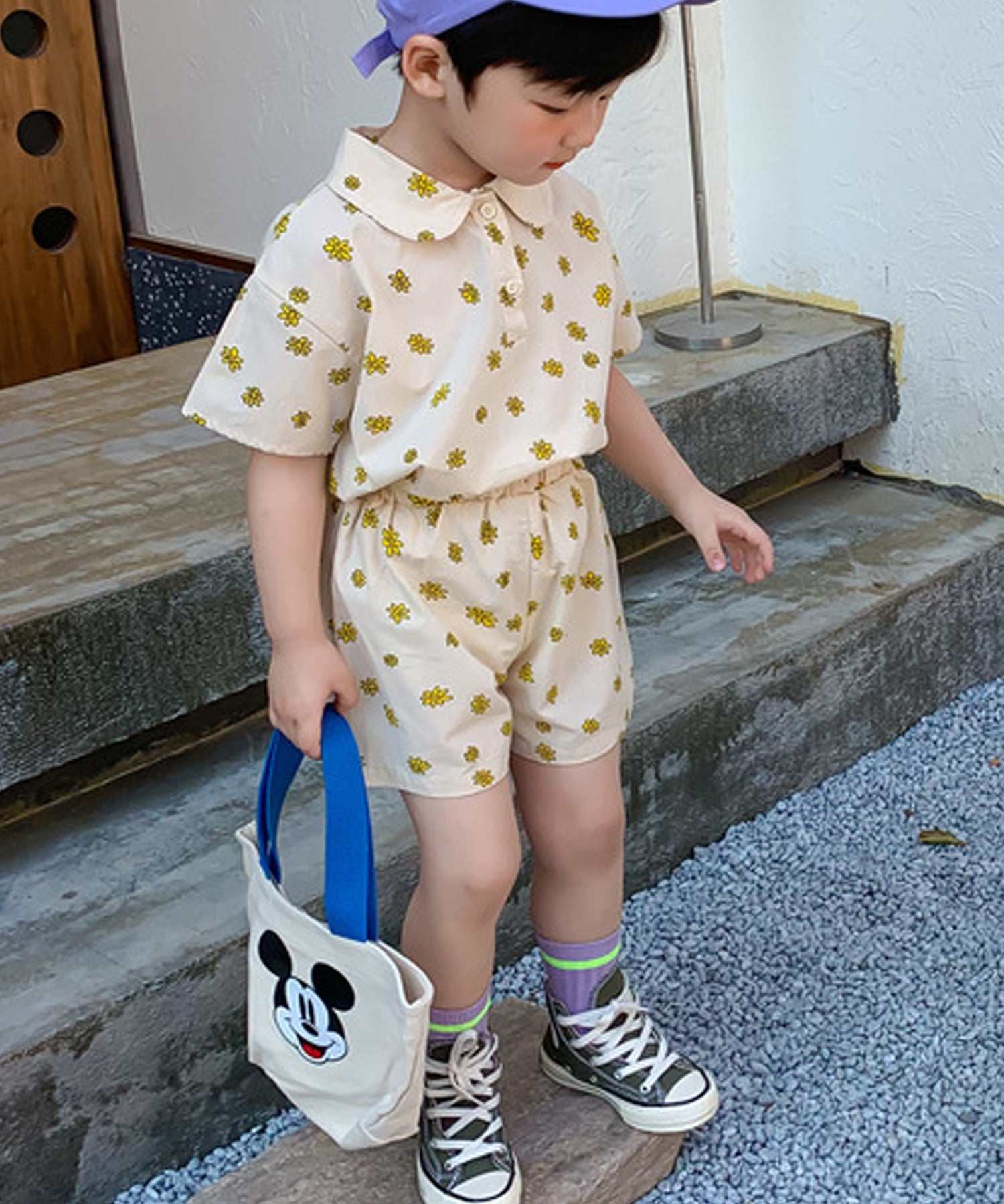 アイモハ aimoha 【aimohaーKIDSー】夏 激かわいい 兄弟姉妹おそろい 小花柄セットアップ