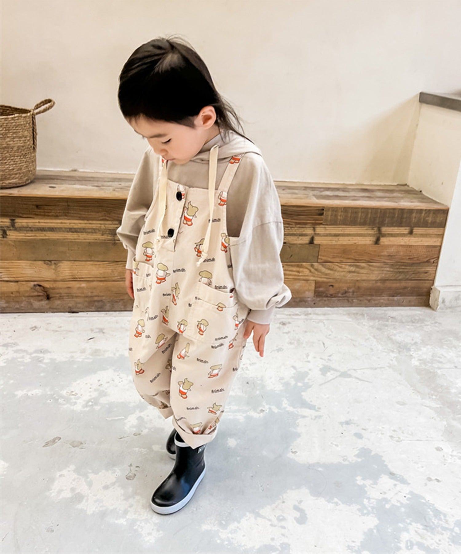 アイモハ aimoha aimohaーKIDSー 可愛い総柄プリントサロペット