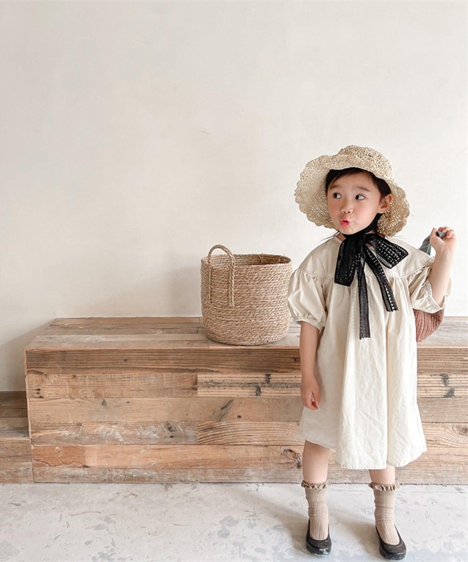 アイモハ aimoha aimohaーKIDSー 韓国子供服 ギャザーAラインワンピース