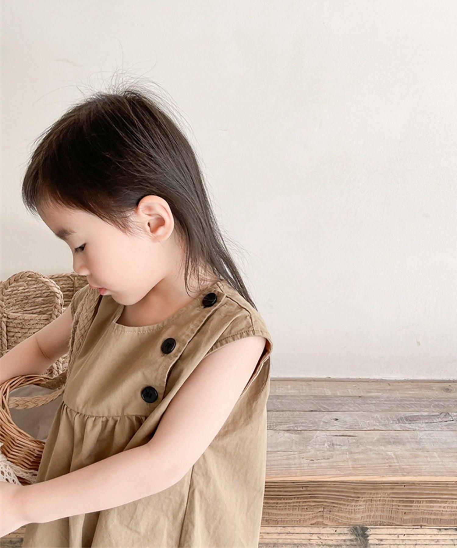 アイモハ aimoha aimohaーKIDSー 韓国子供服 コットン無地ワンピース