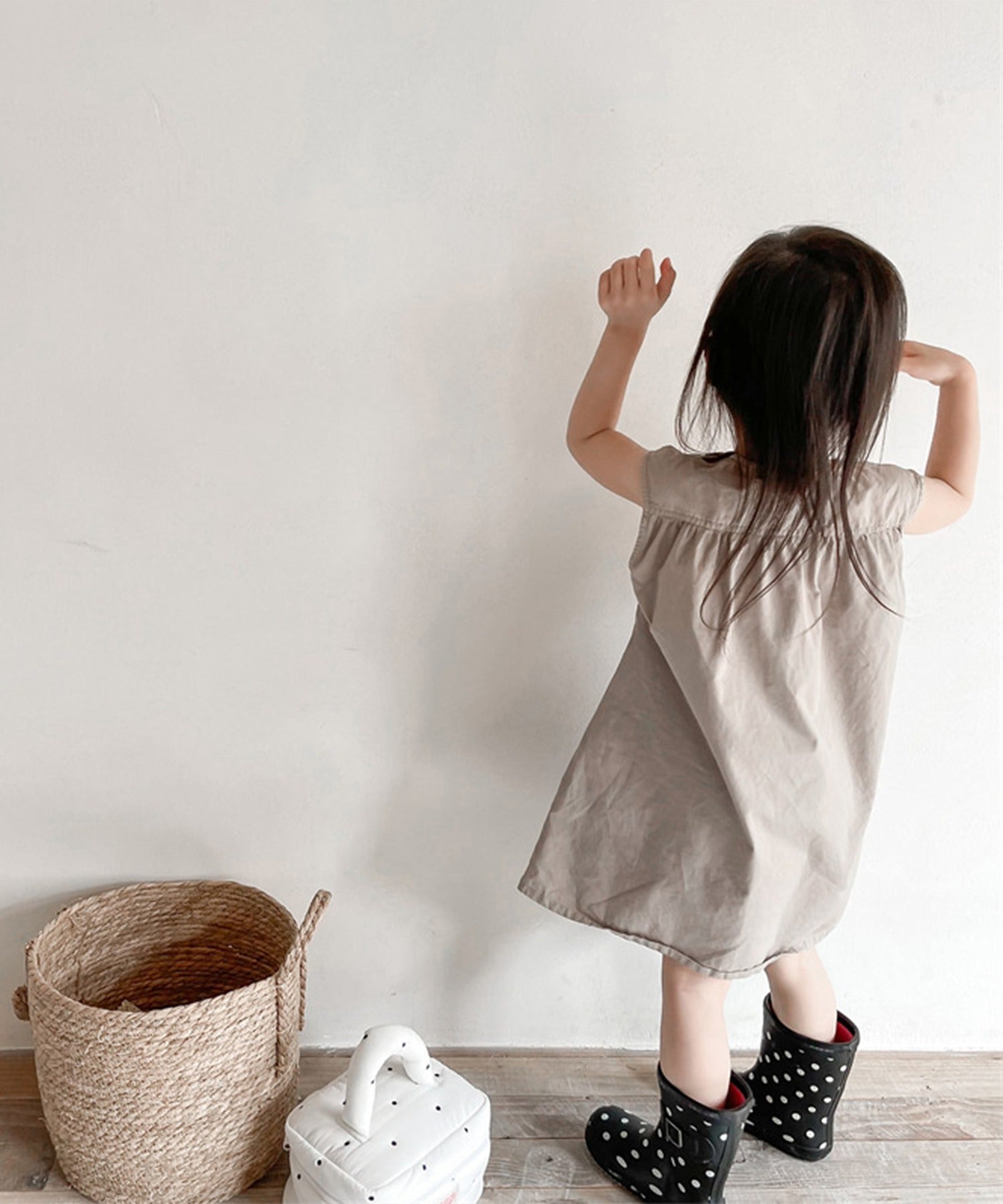 アイモハ aimoha aimohaーKIDSー 韓国子供服 コットン無地ワンピース