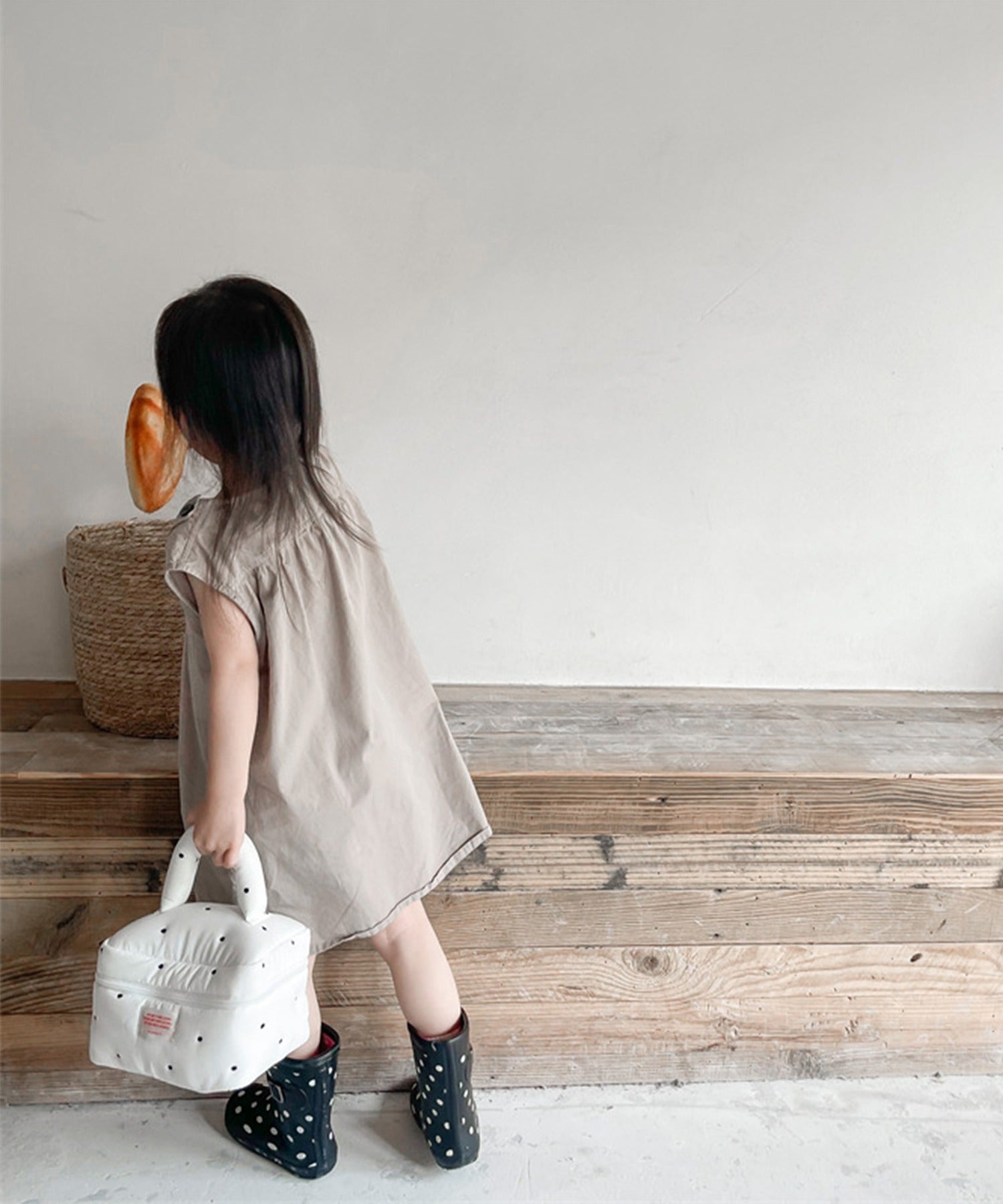 アイモハ aimoha aimohaーKIDSー 韓国子供服 コットン無地ワンピース