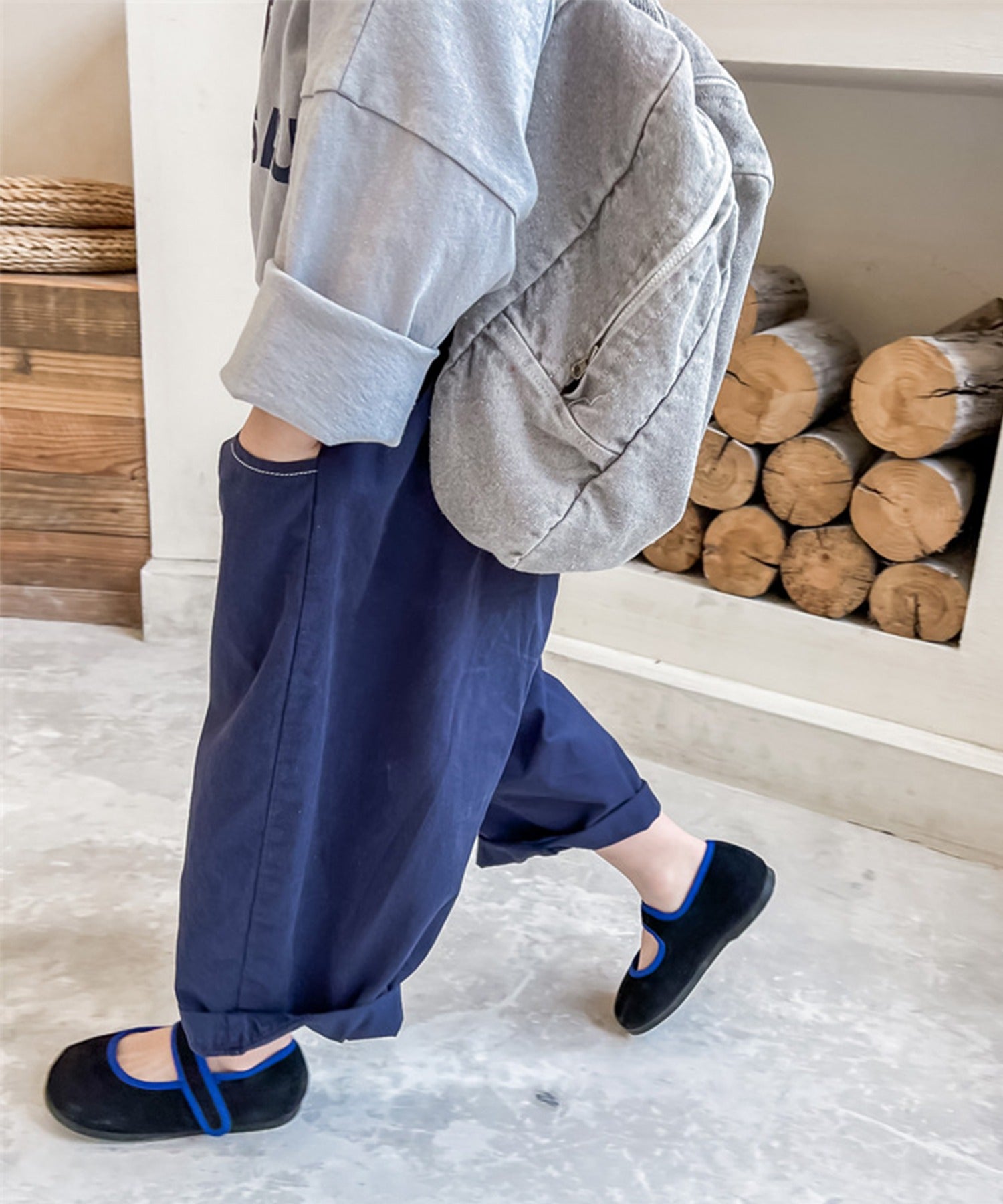 アイモハ aimoha aimohaーKIDSー 韓国子供服飾りステッチテーパードパンツ
