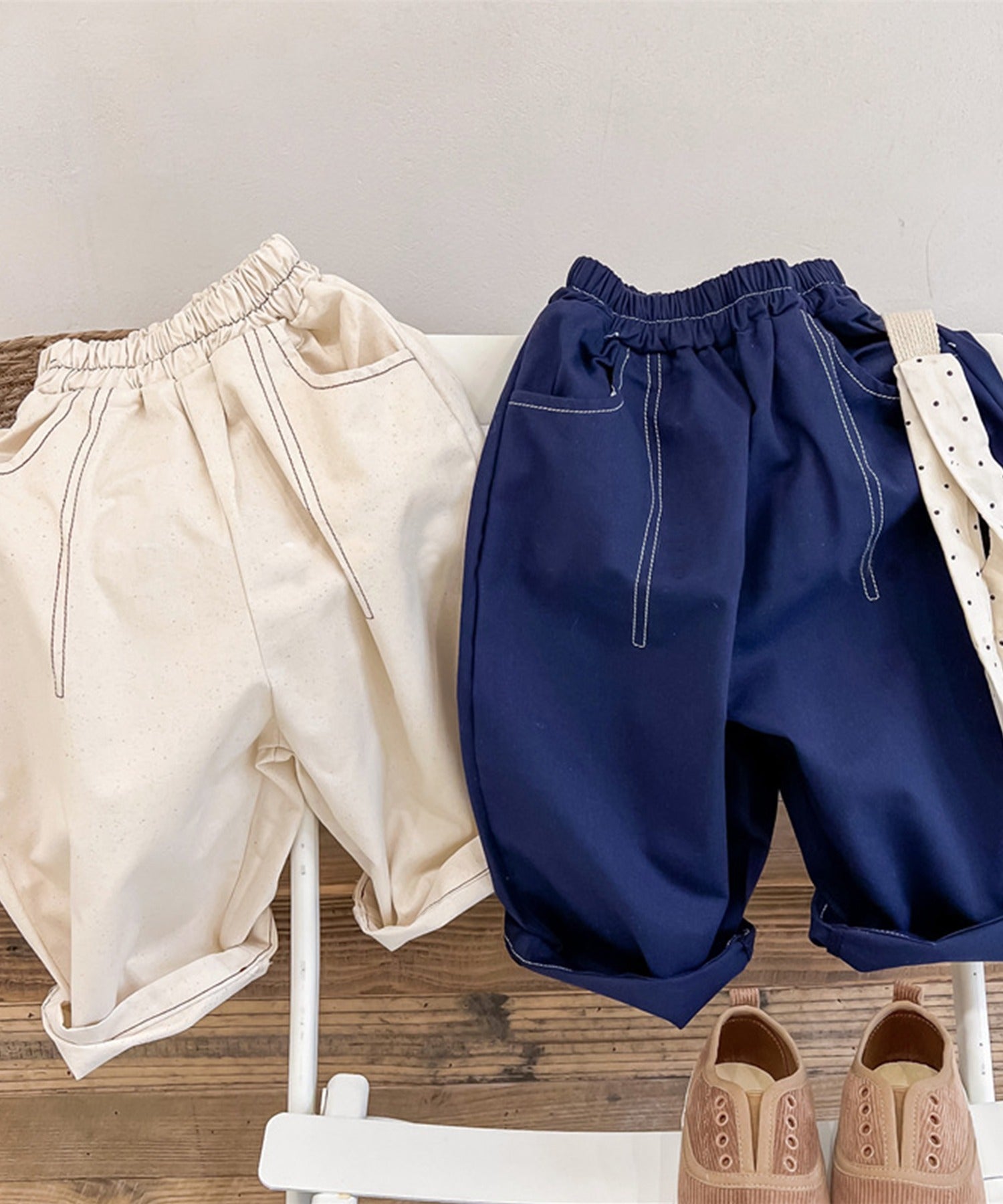 アイモハ aimoha aimohaーKIDSー 韓国子供服飾りステッチテーパードパンツ