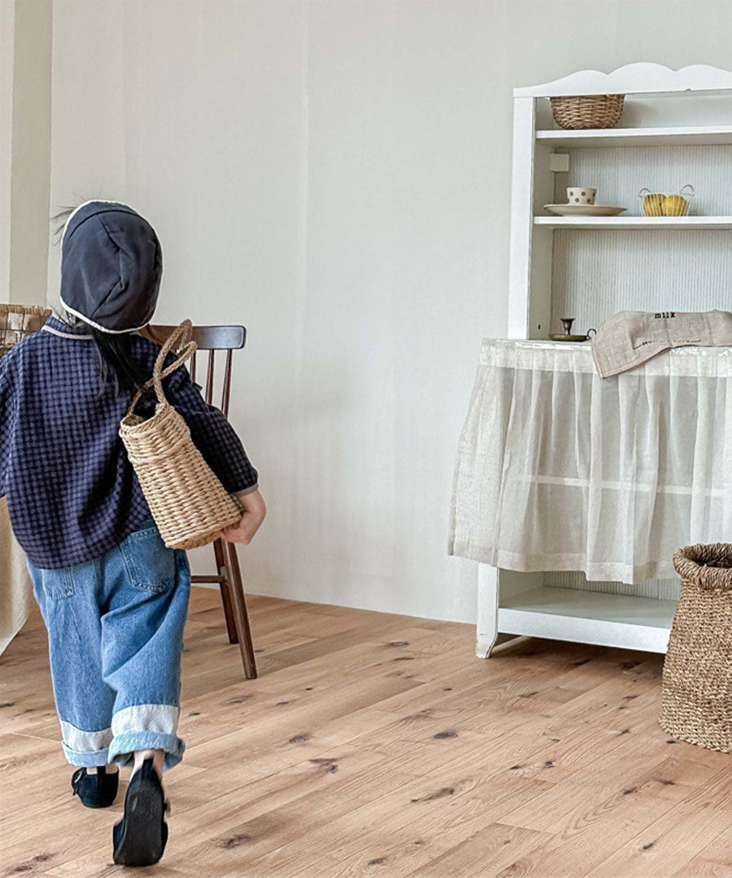 aimoha 【aimoha-KIDS】 Korean children's clothing Gingham check blouse shirt