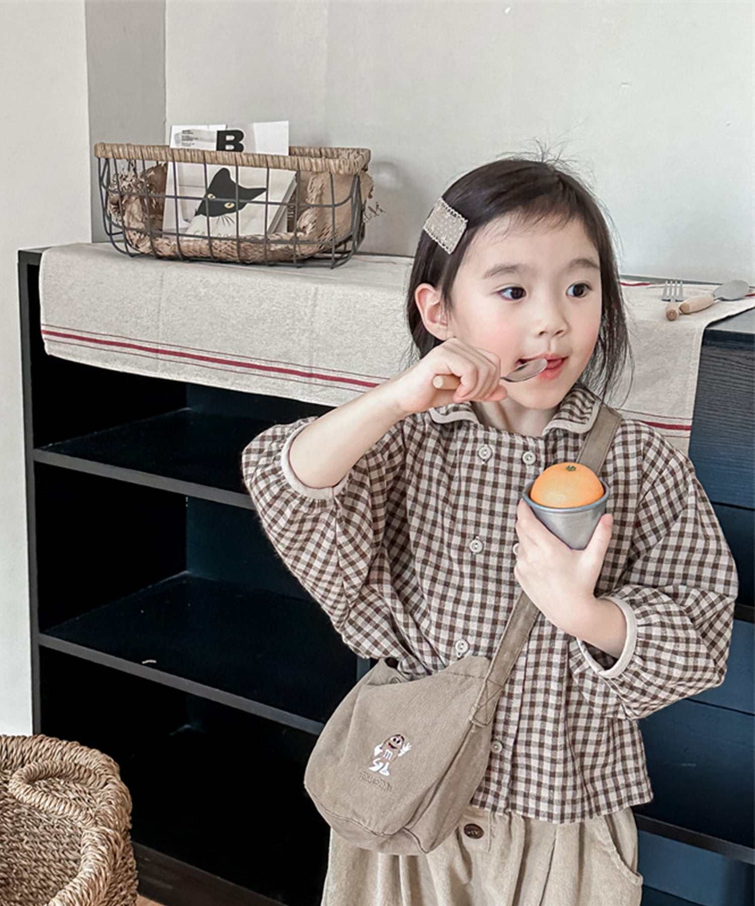 aimoha 【aimoha-KIDS】 Korean children's clothing Gingham check blouse shirt