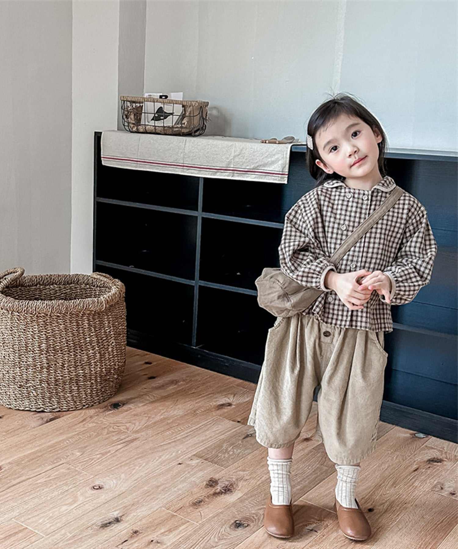 aimoha 【aimoha-KIDS】 Korean children's clothing Gingham check blouse shirt