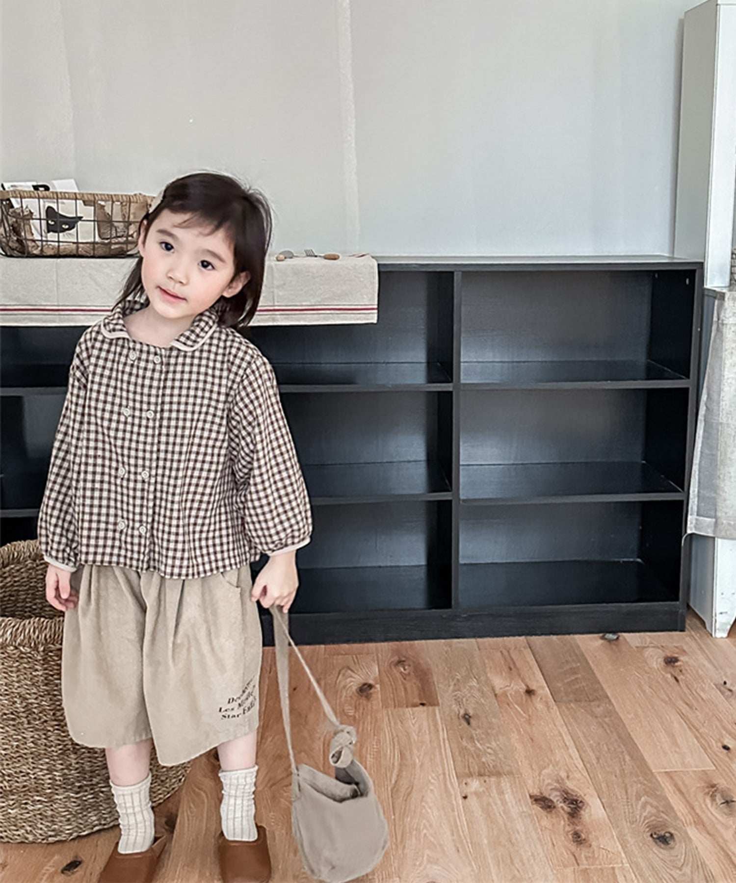 aimoha 【aimoha-KIDS】 Korean children's clothing Gingham check blouse shirt