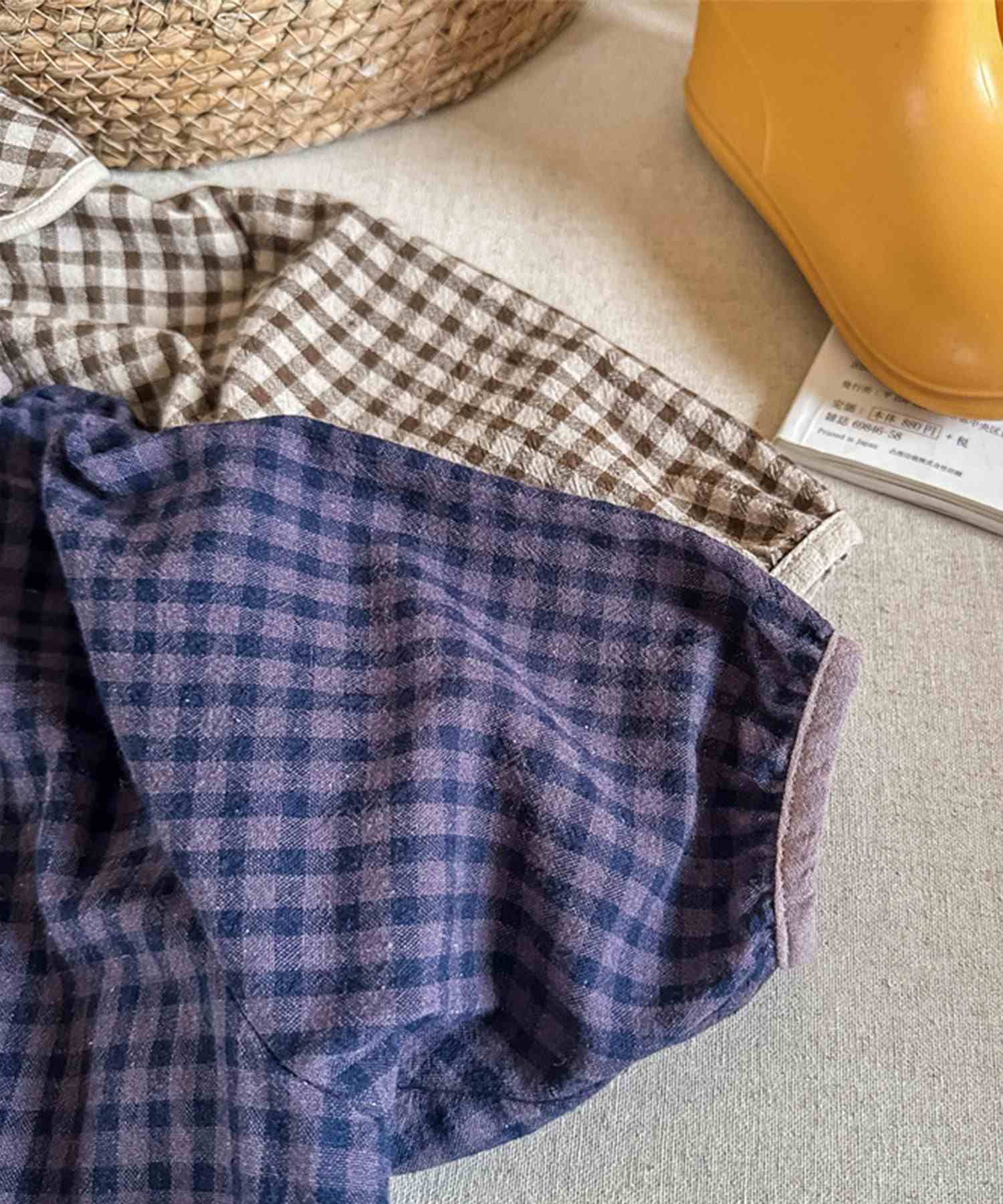 aimoha 【aimoha-KIDS】 Korean children's clothing Gingham check blouse shirt