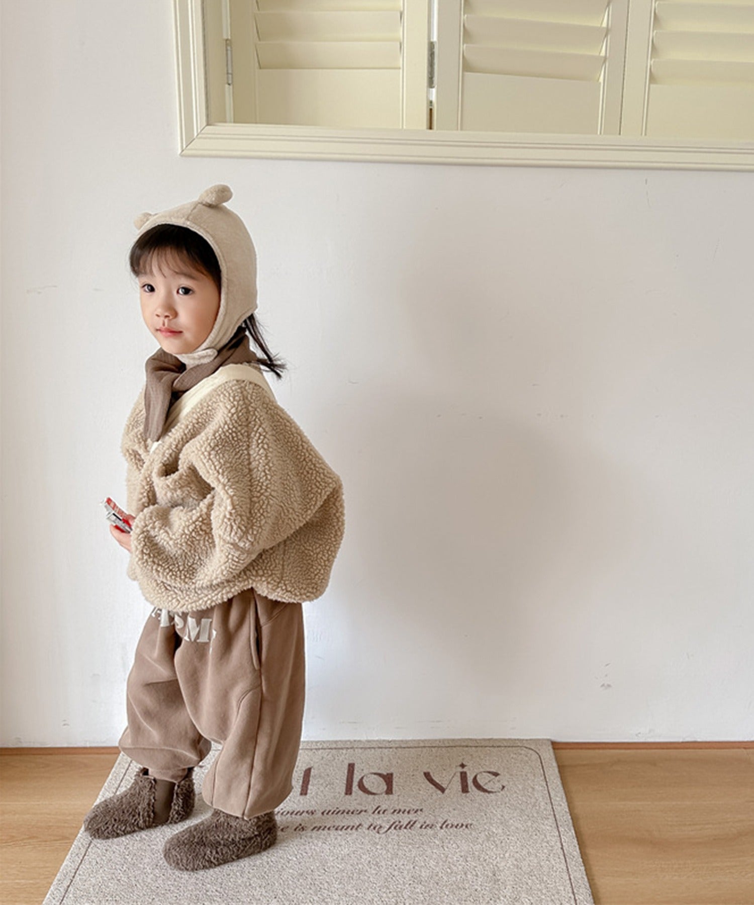 aimoha 【aimoha-KIDS】 Korean children's clothing Unique English letter print fleece-lined sweatpants