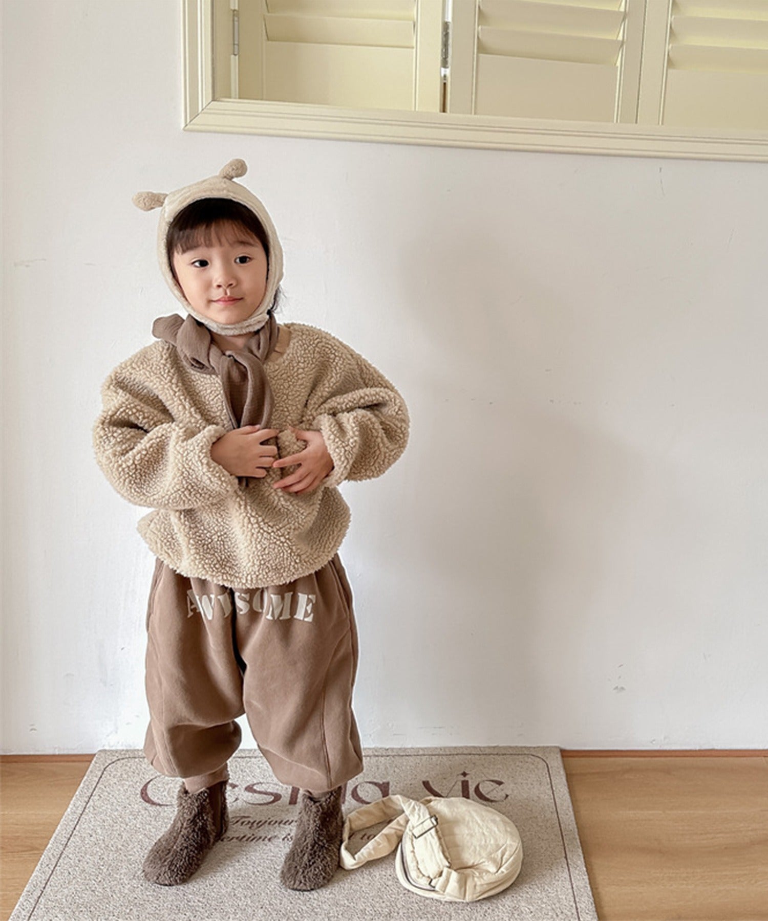 aimoha 【aimoha-KIDS】 Korean children's clothing Unique English letter print fleece-lined sweatpants