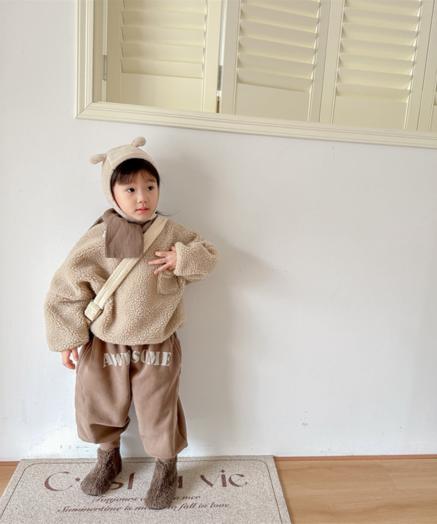 aimoha 【aimoha-KIDS】 Korean children's clothing Unique English letter print fleece-lined sweatpants