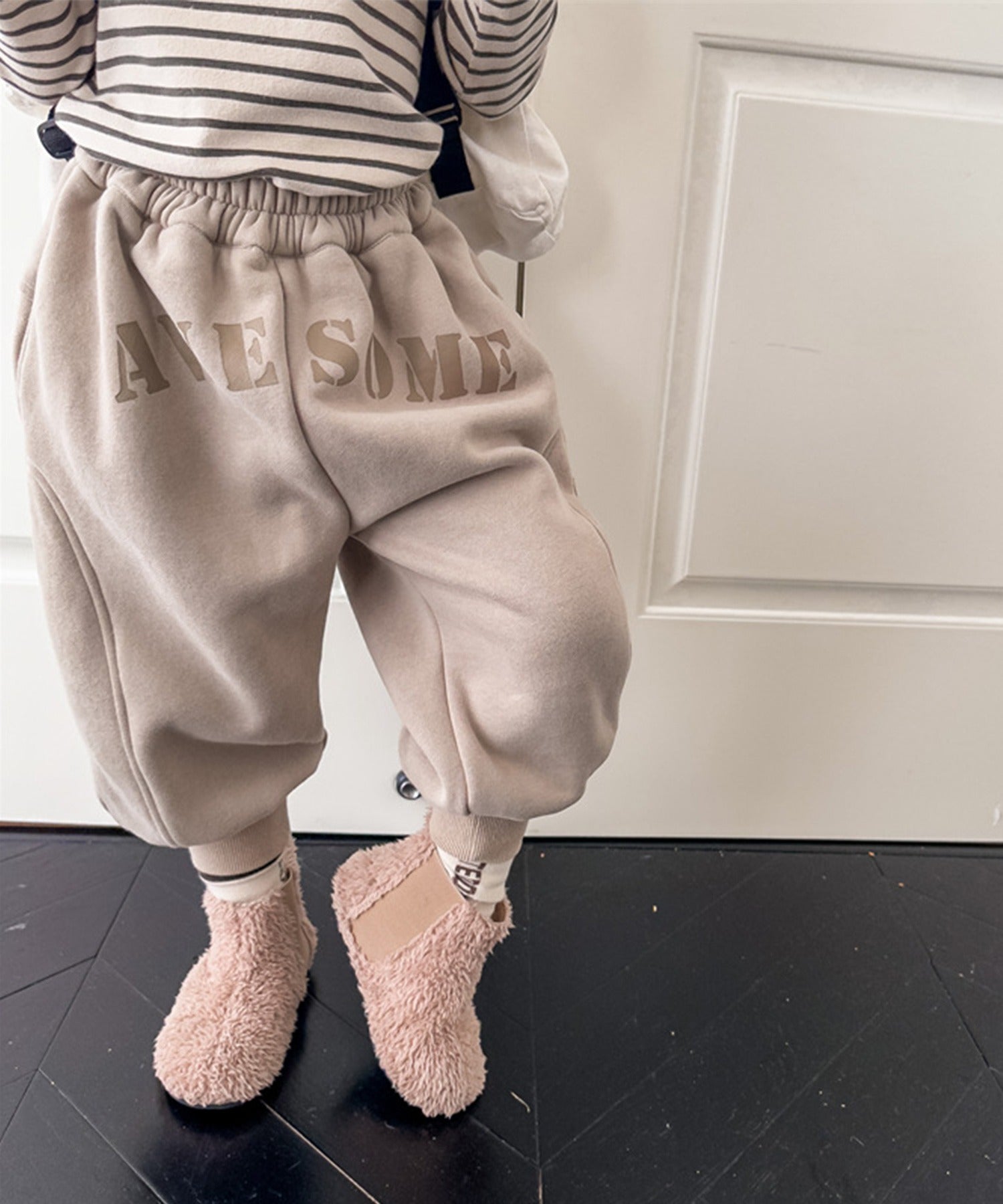 aimoha 【aimoha-KIDS】 Korean children's clothing Unique English letter print fleece-lined sweatpants