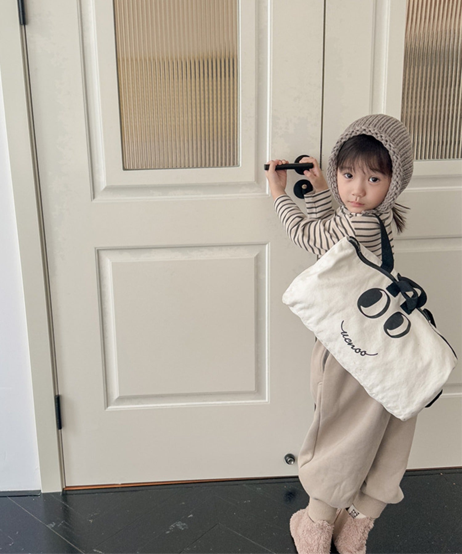 aimoha 【aimoha-KIDS】 Korean children's clothing Unique English letter print fleece-lined sweatpants