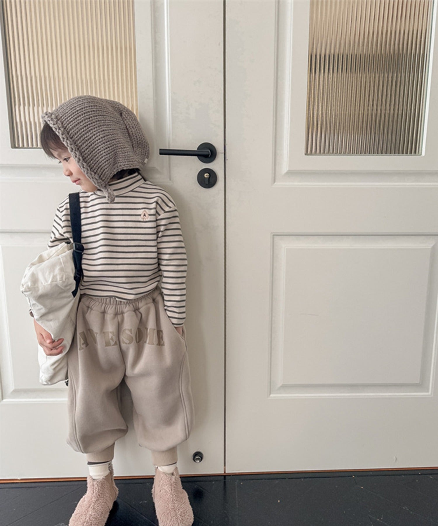 aimoha 【aimoha-KIDS】 Korean children's clothing Unique English letter print fleece-lined sweatpants