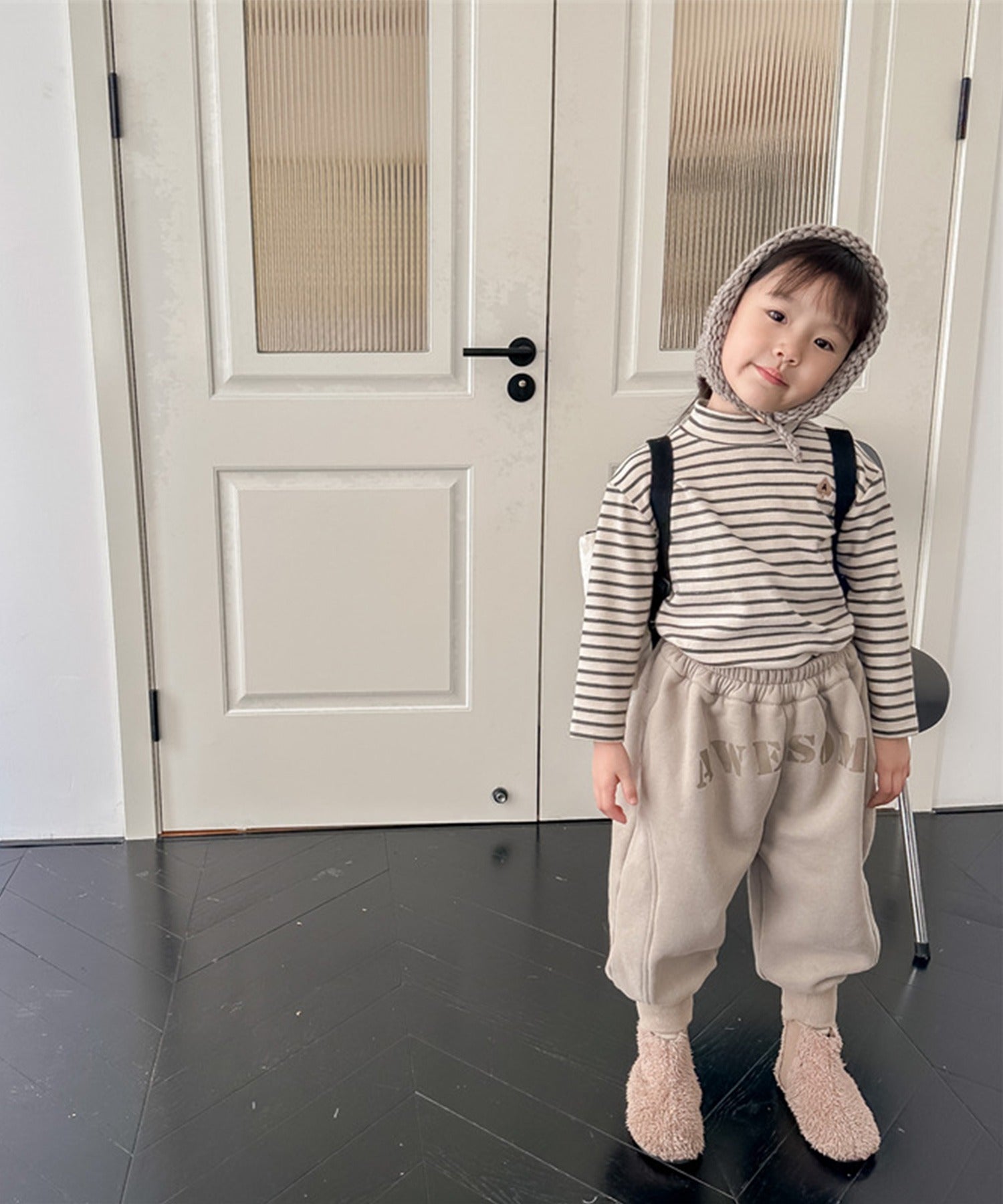 aimoha 【aimoha-KIDS】 Korean children's clothing Unique English letter print fleece-lined sweatpants