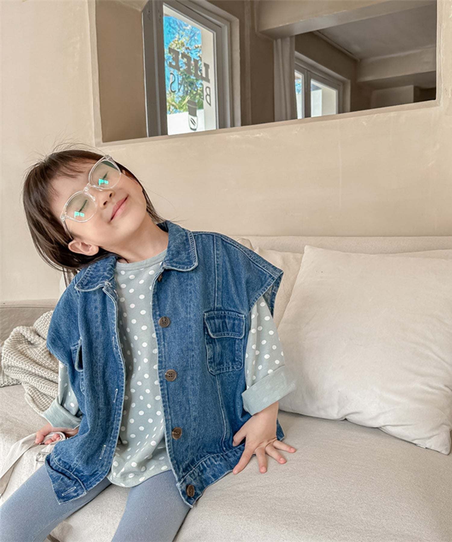 アイモハ aimoha 【aimohaーKIDSー】韓国子供服 万能ノースリーブデニムジャケット ベスト