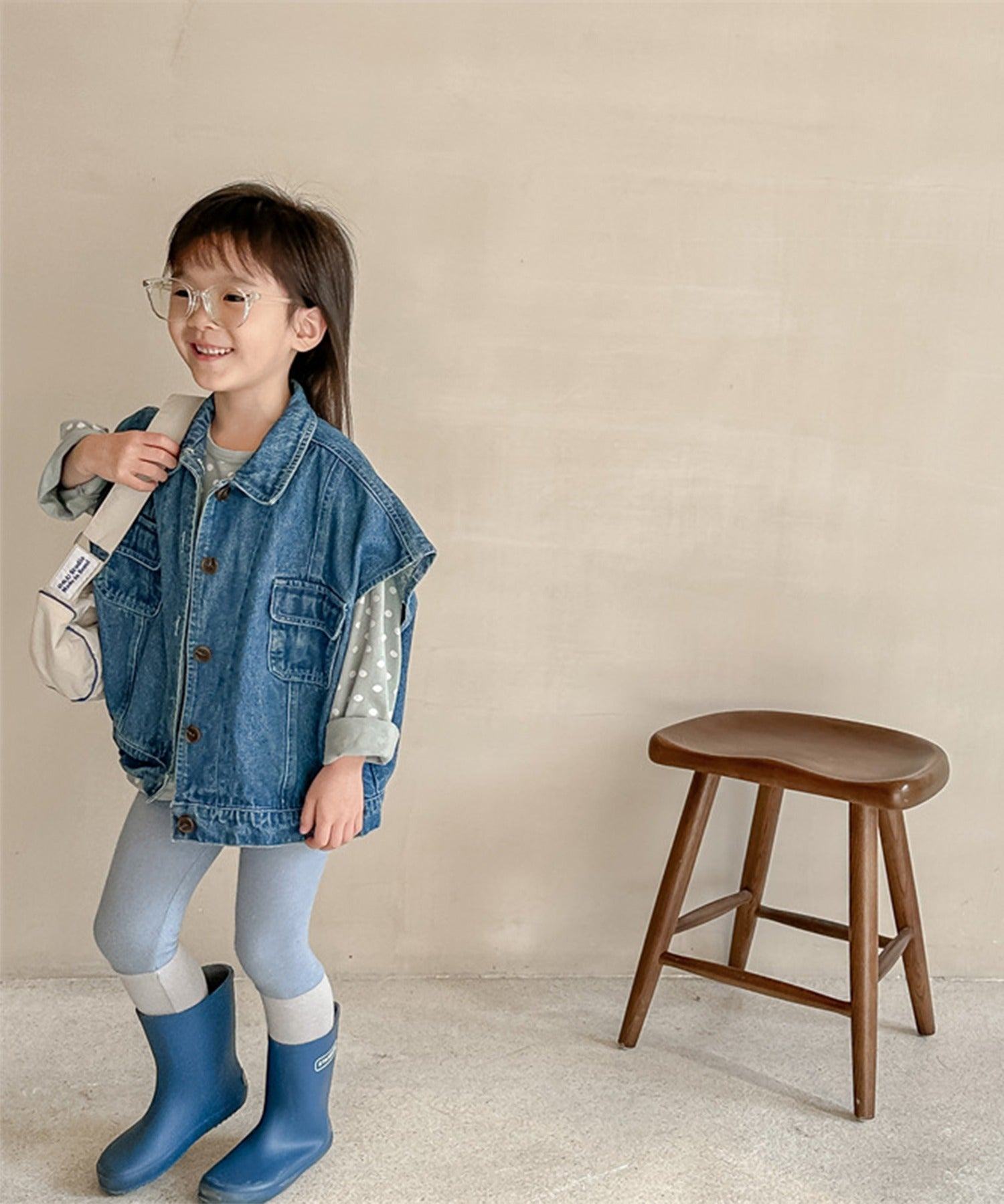 アイモハ aimoha 【aimohaーKIDSー】韓国子供服 万能ノースリーブデニムジャケット ベスト