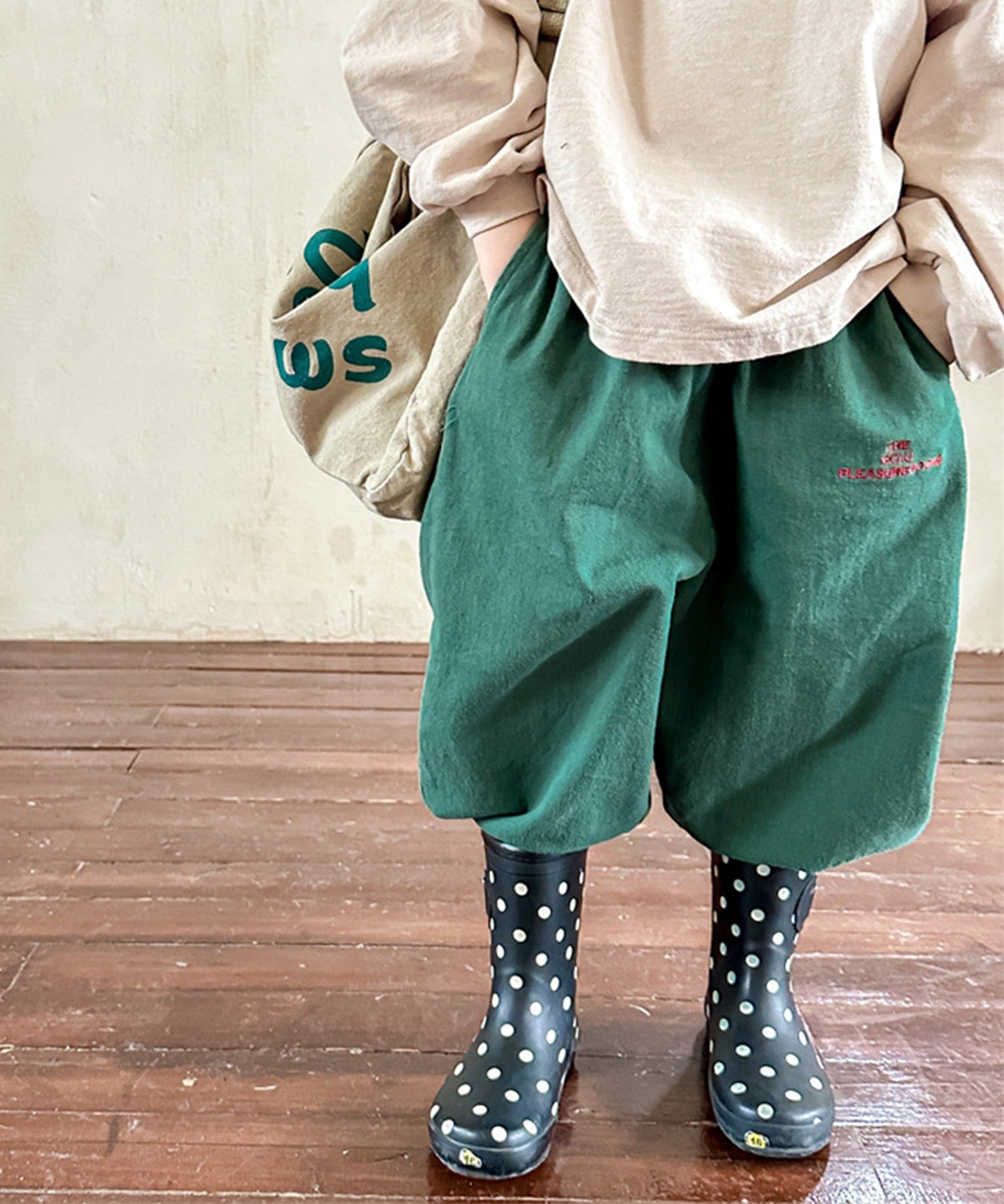 aimoha 【aimoha-KIDS】 Korean children's clothing balloon pants with one-point embroidery