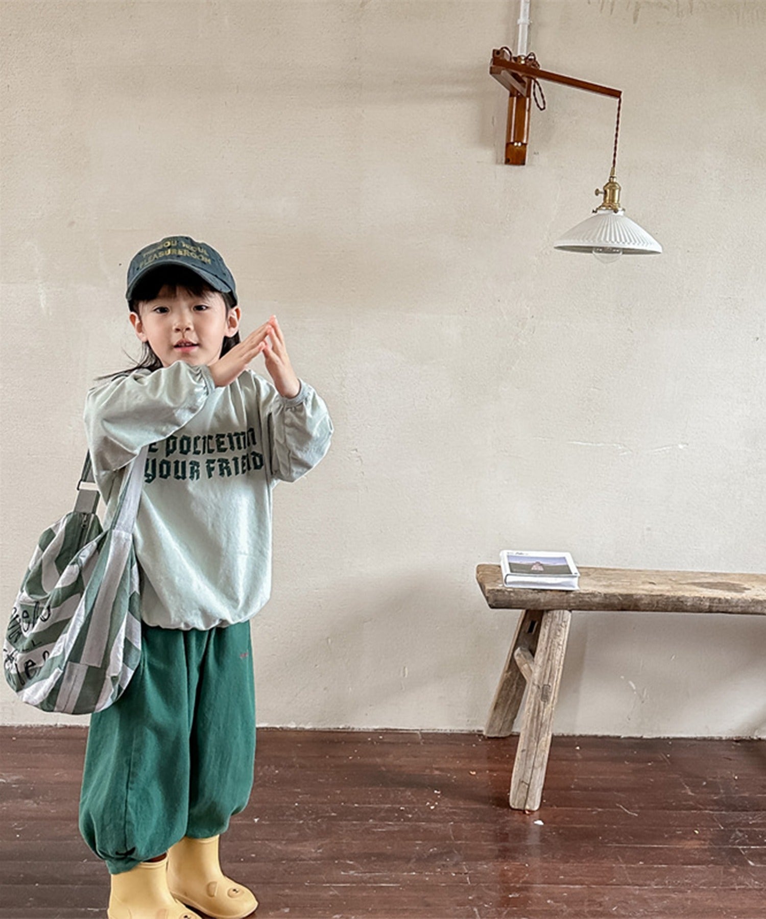 aimoha 【aimoha-KIDS】 Korean children's clothing balloon pants with one-point embroidery